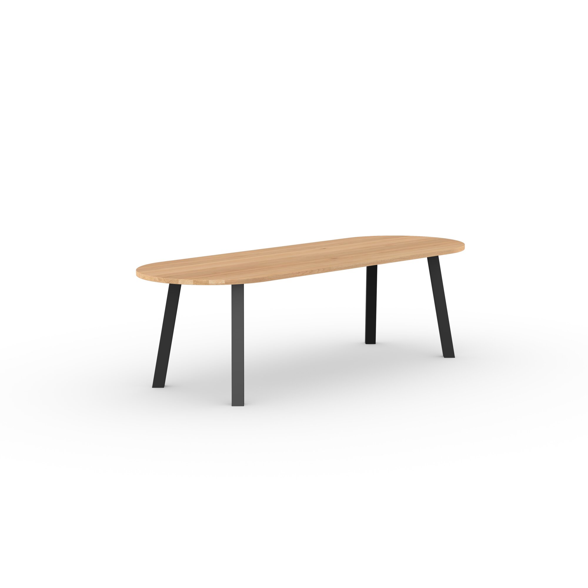 Flat oval Design dining table | Co Steel black powdercoating | Oak natural lacquer  | Studio HENK | 