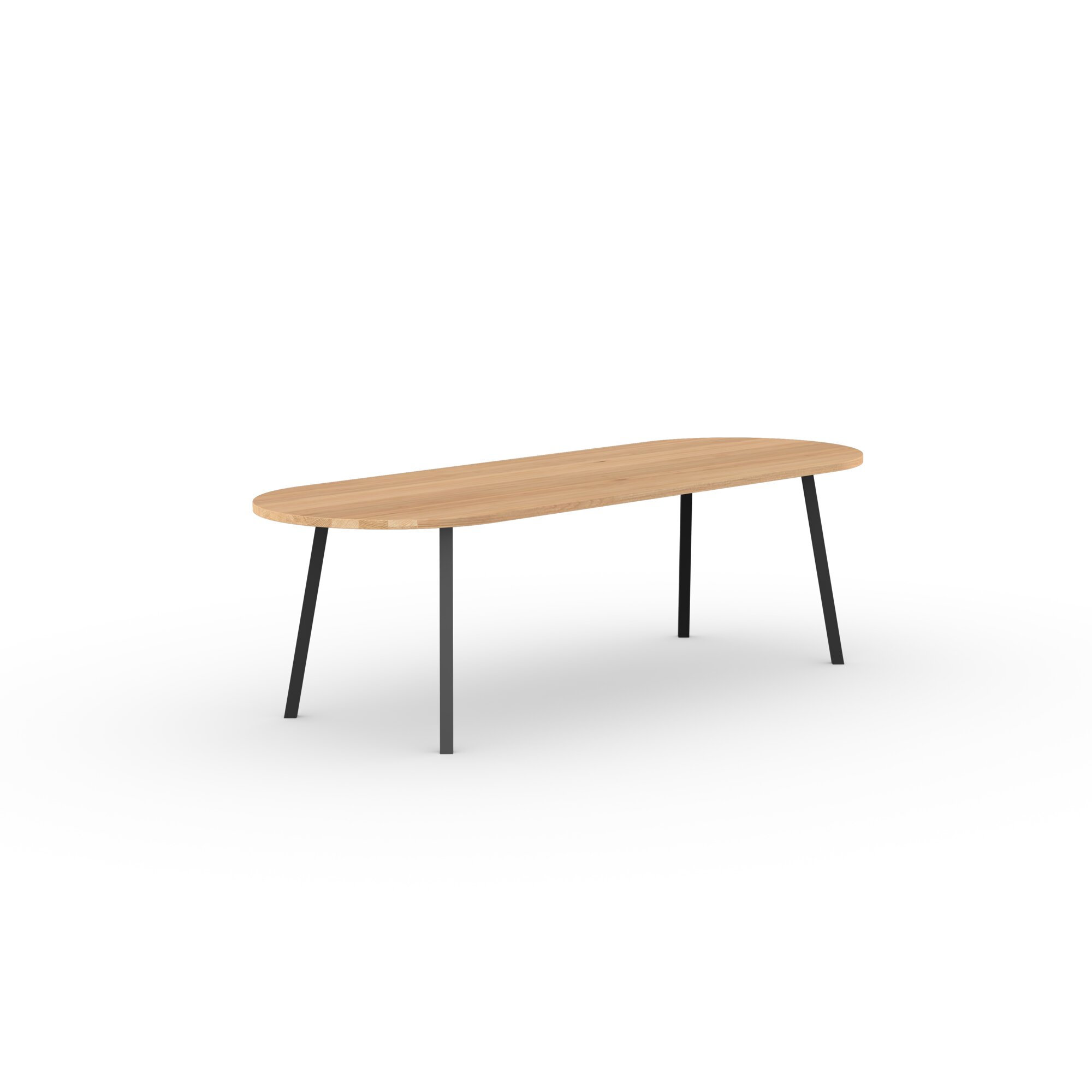 Flat oval Design dining table | New Classic Steel black powdercoating | Oak natural lacquer  | Studio HENK | 