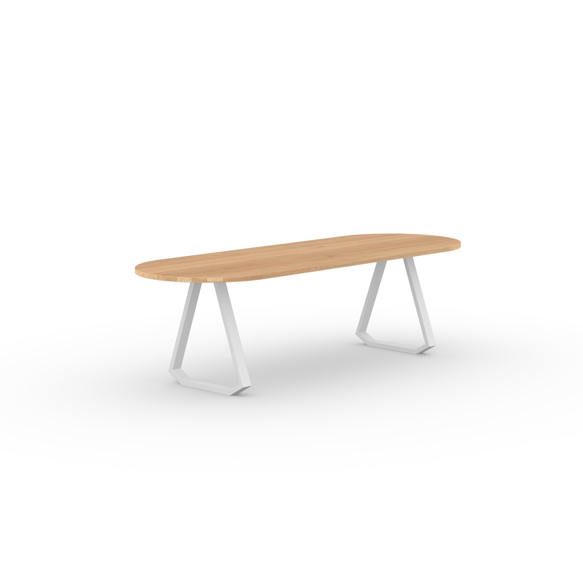 Flat oval Design dining table | Topple Steel white powdercoating | Oak natural lacquer  | Studio HENK | 