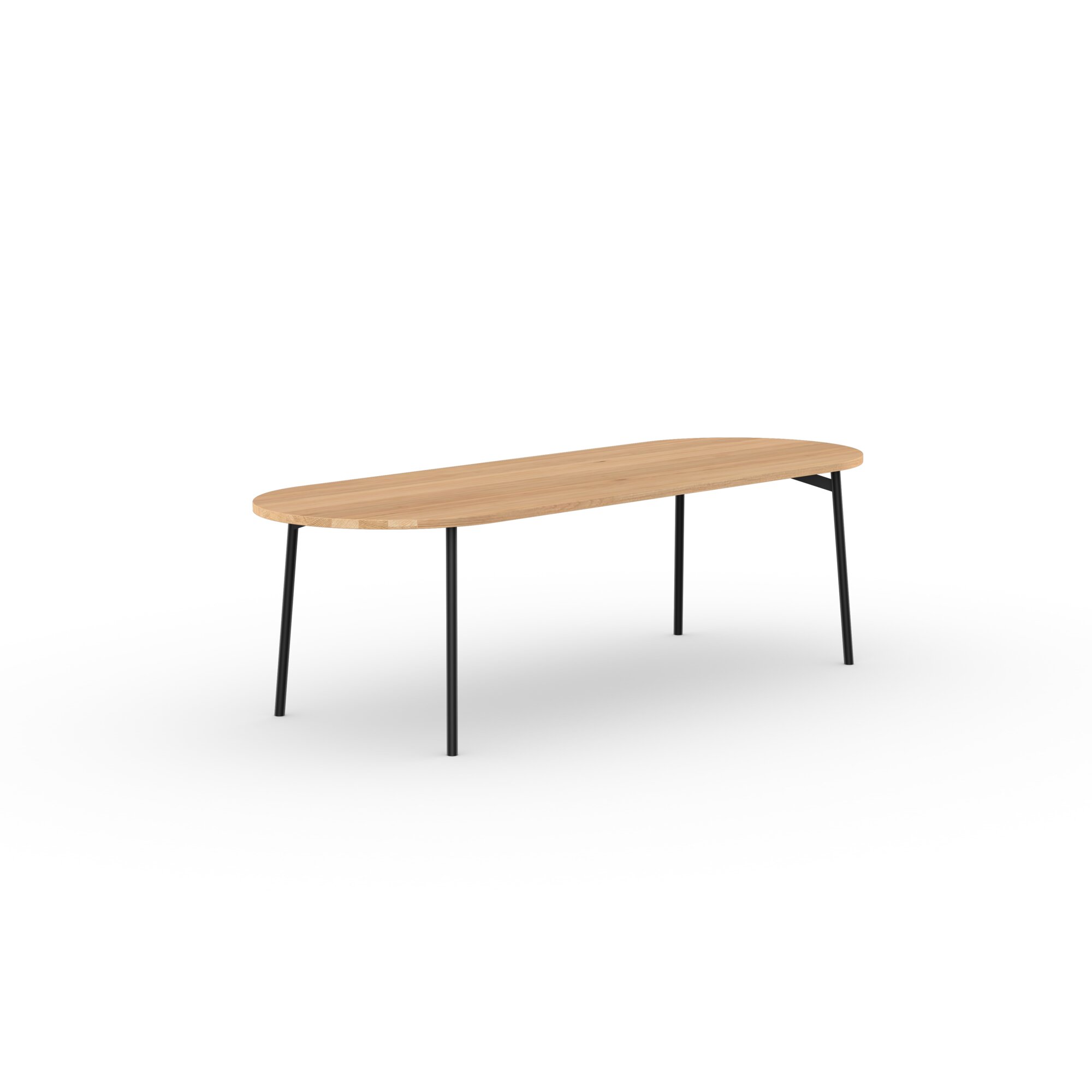 Flat oval Design dining table | Flyta Steel black powdercoating | Oak natural lacquer  | Studio HENK | 