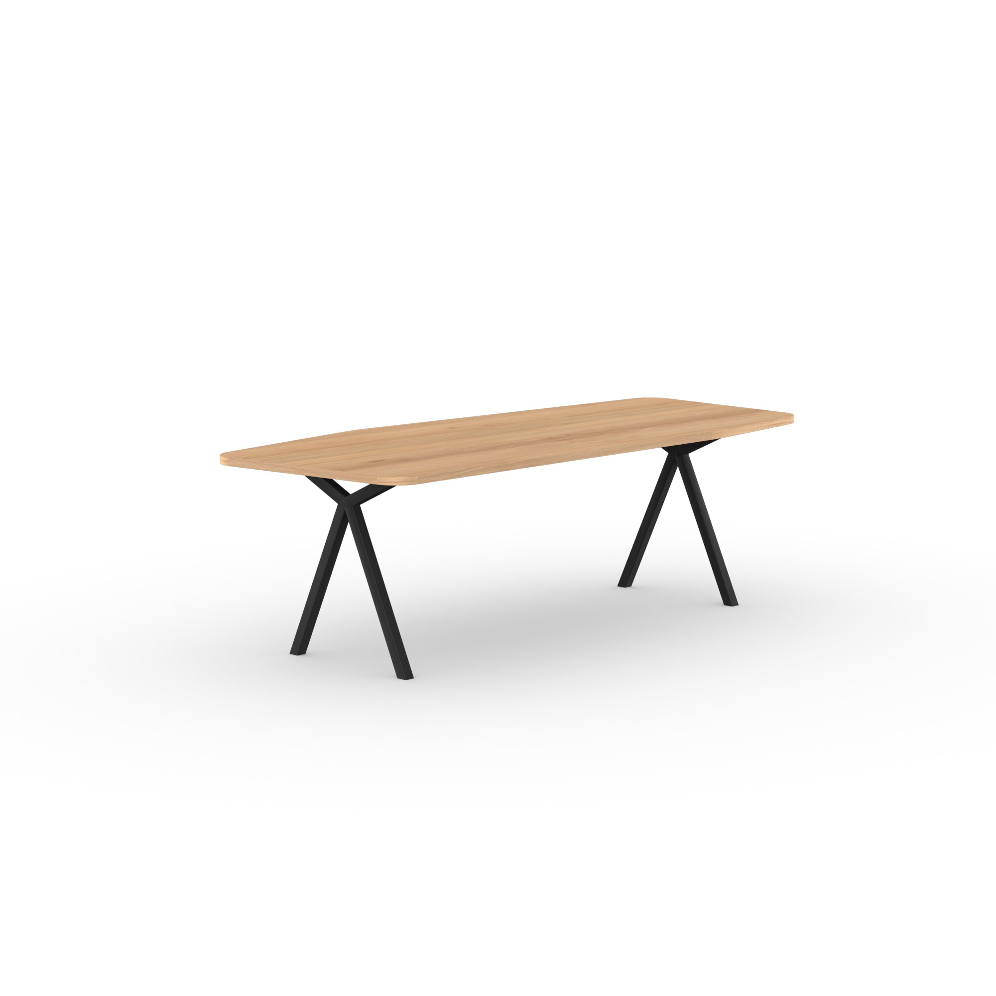  Design dining table | Slim X-type Steel black powdercoating | Oak natural lacquer  | Studio HENK | 