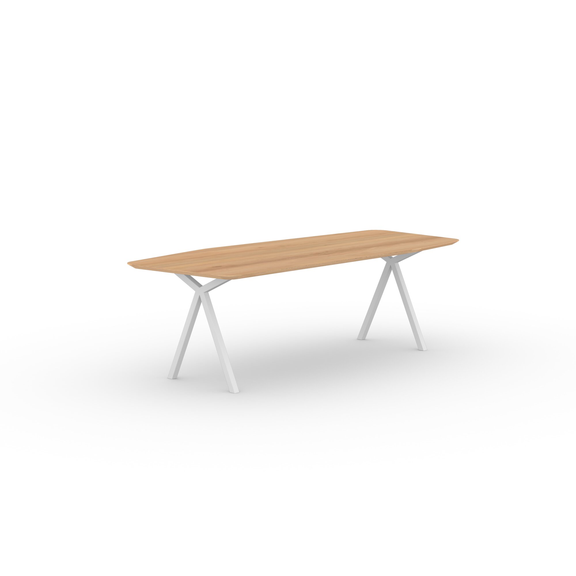  Design dining table | Slim X-type Steel white powdercoating | Oak natural lacquer  | Studio HENK | 