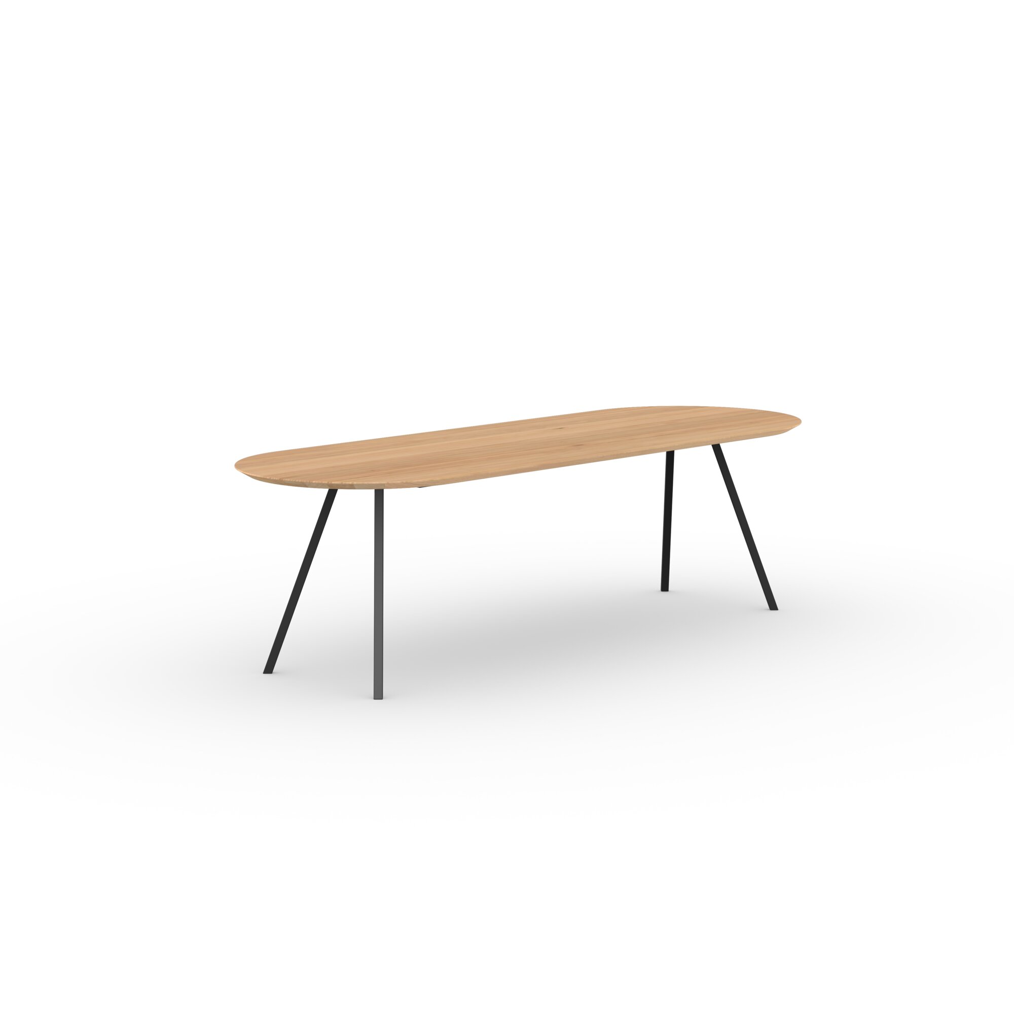 Flat oval Design dining table | Slim Co Steel black powdercoating | Oak natural lacquer  | Studio HENK | 