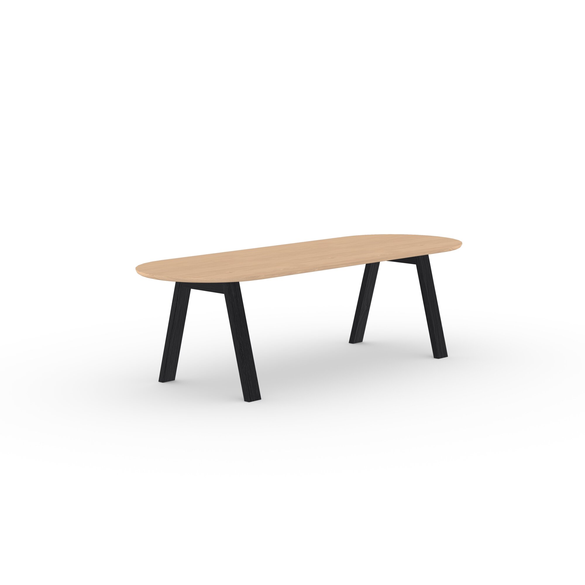 Flat oval Design dining table | Legno Oak black lacquer | Oak hardwax oil natural light | Studio HENK | 