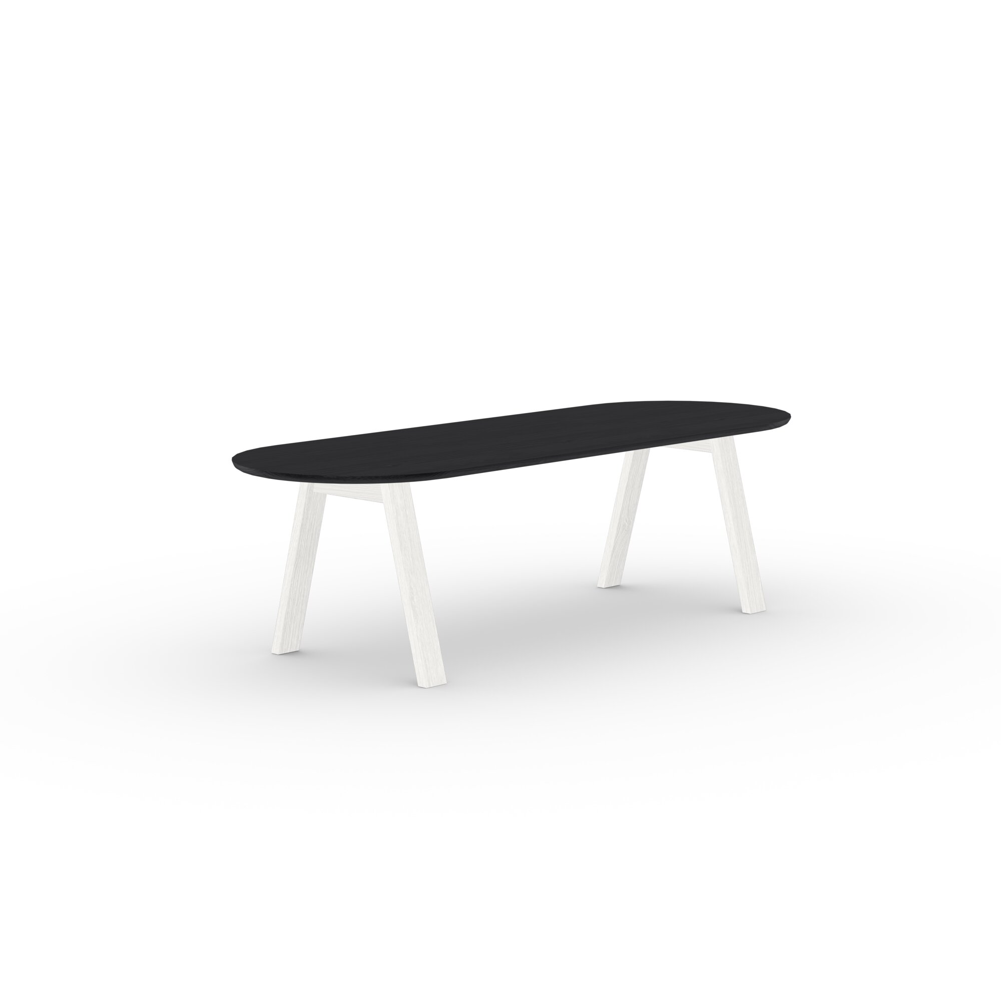 Flat oval Design dining table | Legno Oak white lacquer | Oak black stain | Studio HENK | 