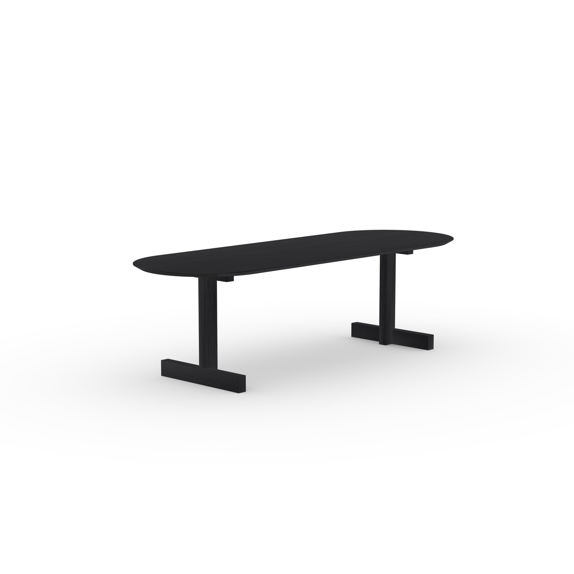 Flat oval Design dining table | Base Table Oak black lacquer | Oak black lacquer | Studio HENK | 
