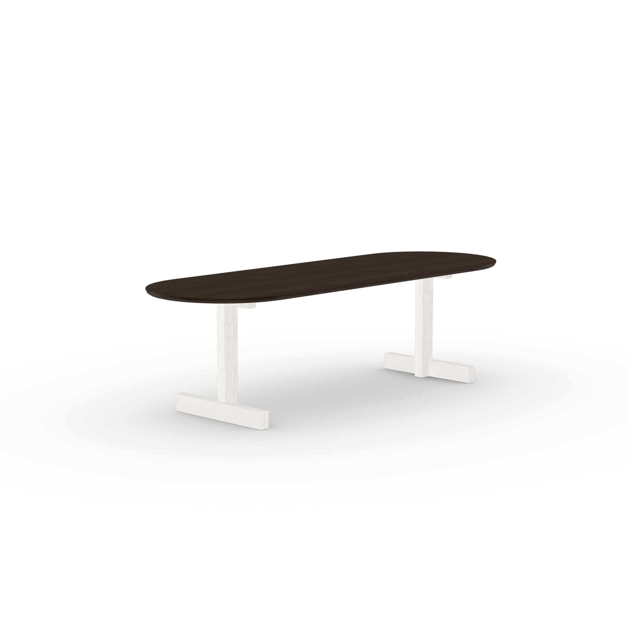 Flat oval Design dining table | Base Table Oak white lacquer | Oak smoked | Studio HENK | 