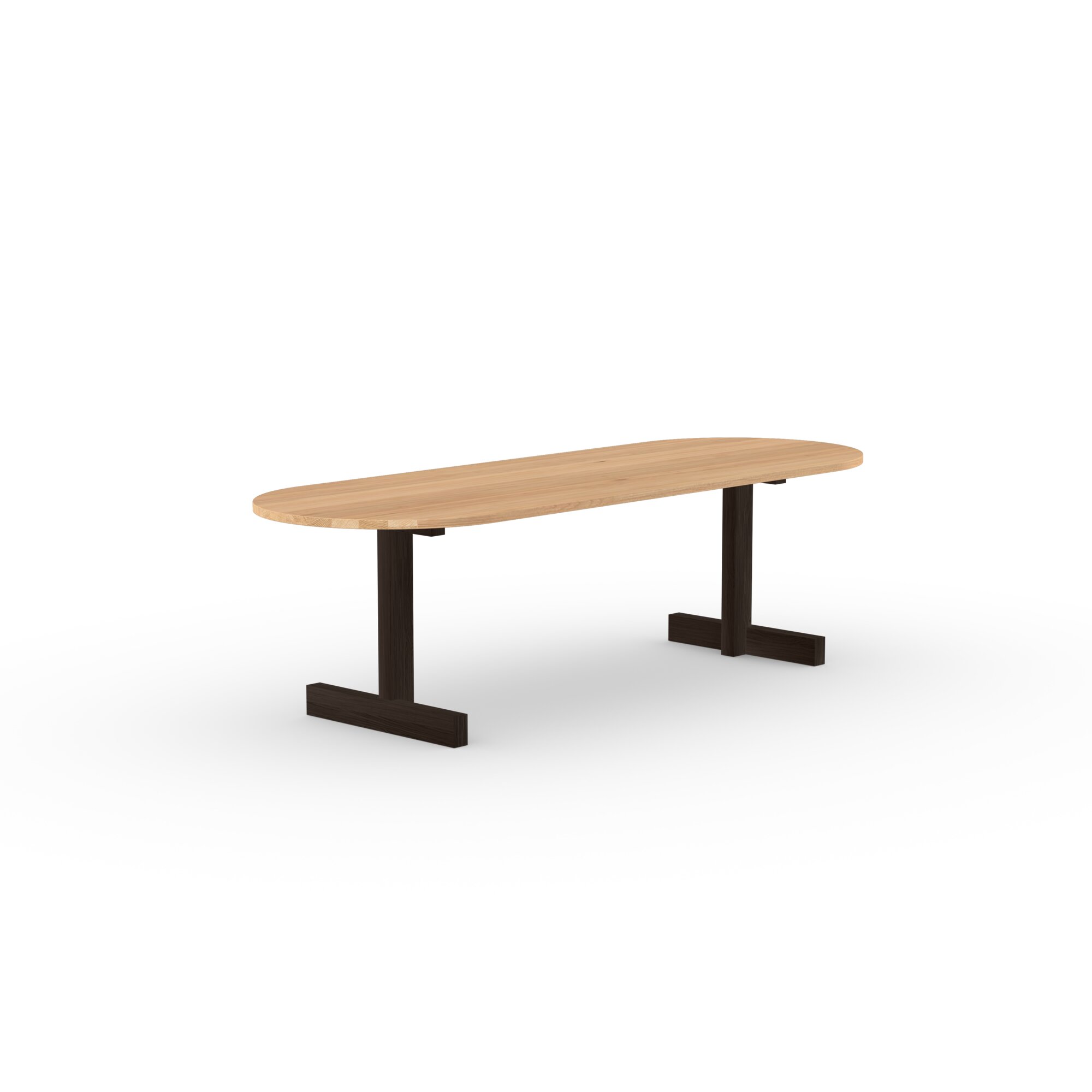 Flat oval Design dining table | Base Table Oak smoked stain | Oak natural lacquer  | Studio HENK | 