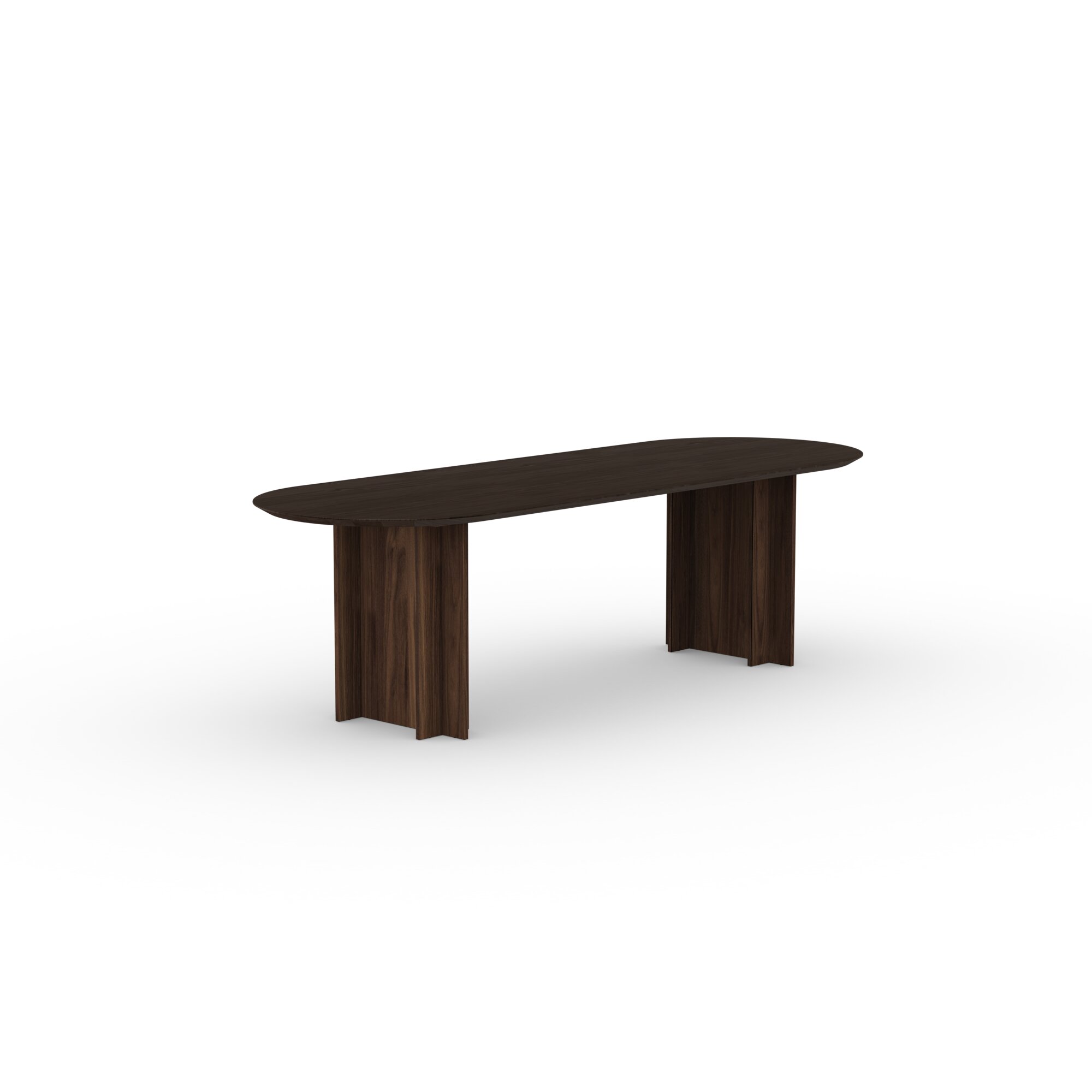 Flat oval Design dining table | Column  Walnut naturel lacquer | Oak smoked | Studio HENK | 