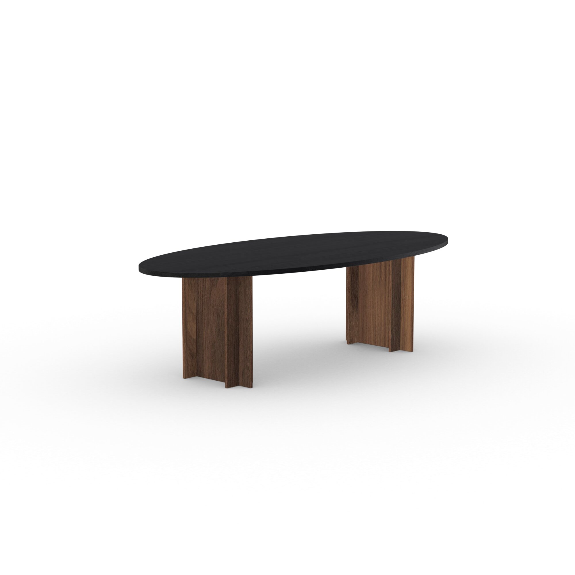 Oval Design dining table | Column  Walnut naturel lacquer | Oak black lacquer | Studio HENK | 