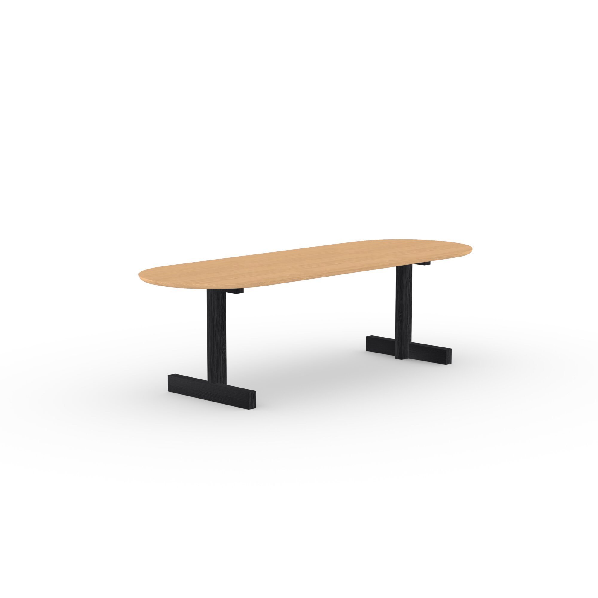 Flat oval Design dining table | Base Table Oak black lacquer | Oak hardwax oil natural | Studio HENK | 