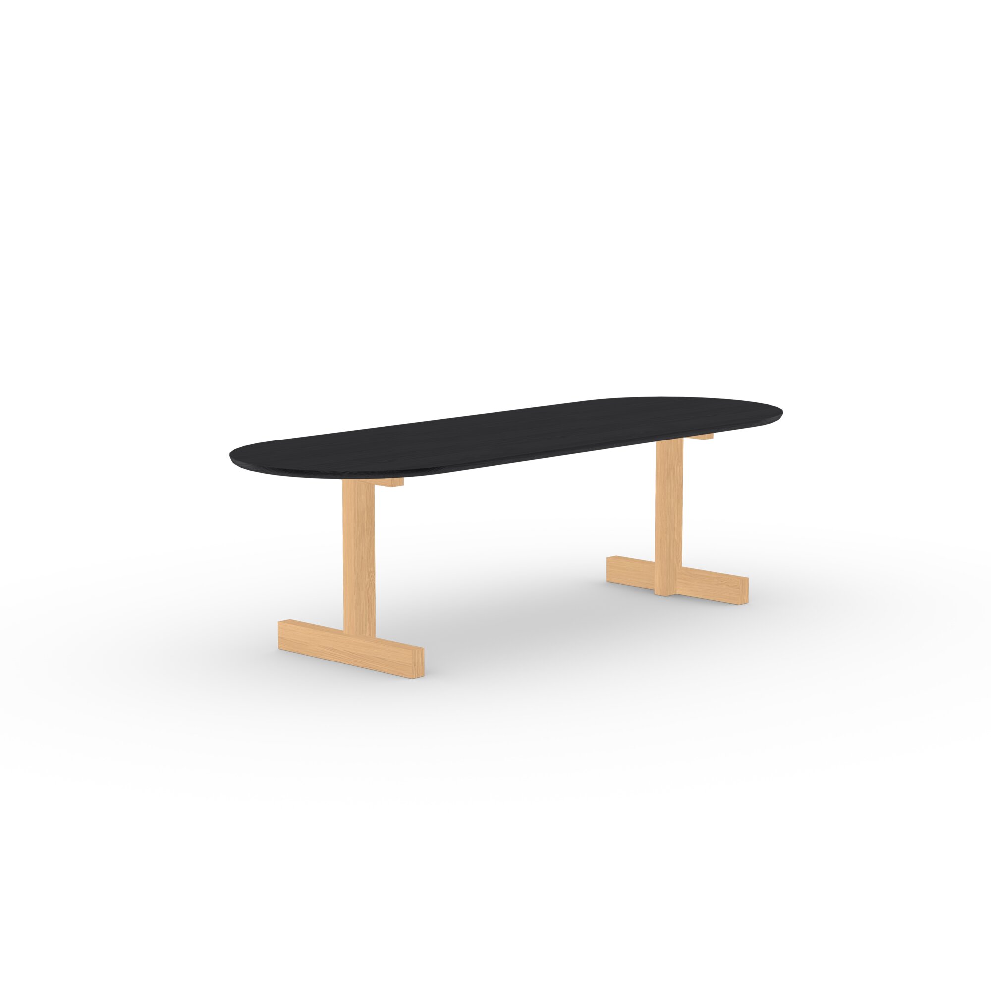 Flat oval Design dining table | Base Table Oak hardwax oil natural | Oak black stain | Studio HENK | 
