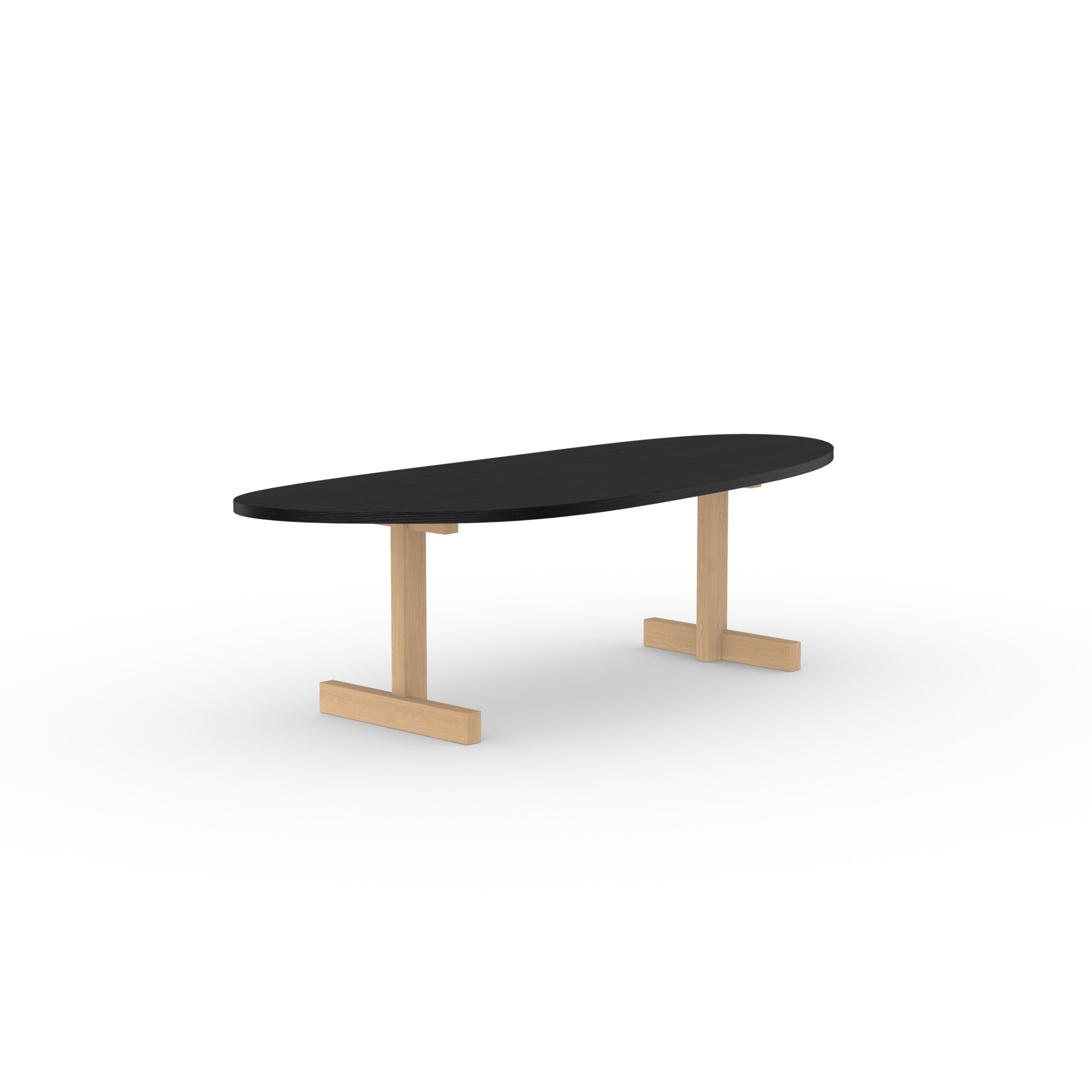 Blob Design dining table | Base Table Oak hardwax oil natural light | Oak black stain | Studio HENK | 