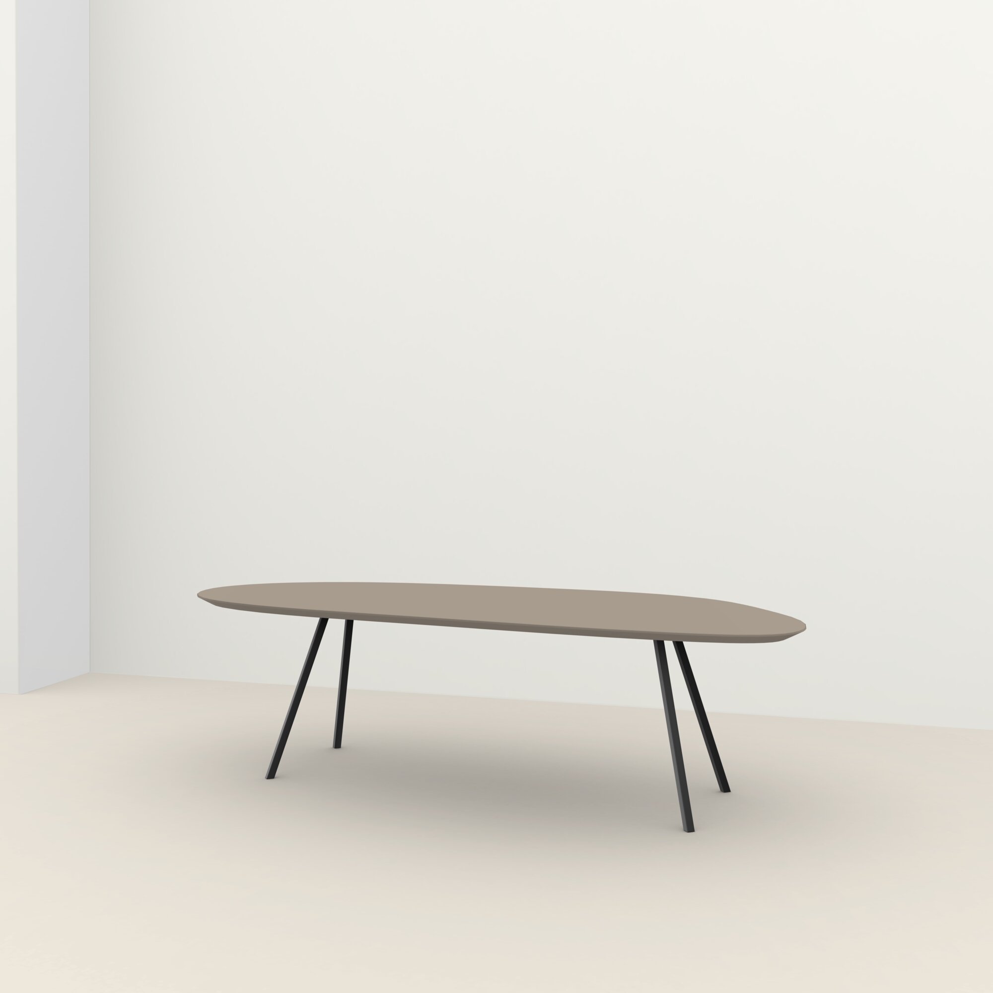 Blob Design dining table | Slim Co Steel black powdercoating | HPL Fenix beige arizona | Studio HENK | 
