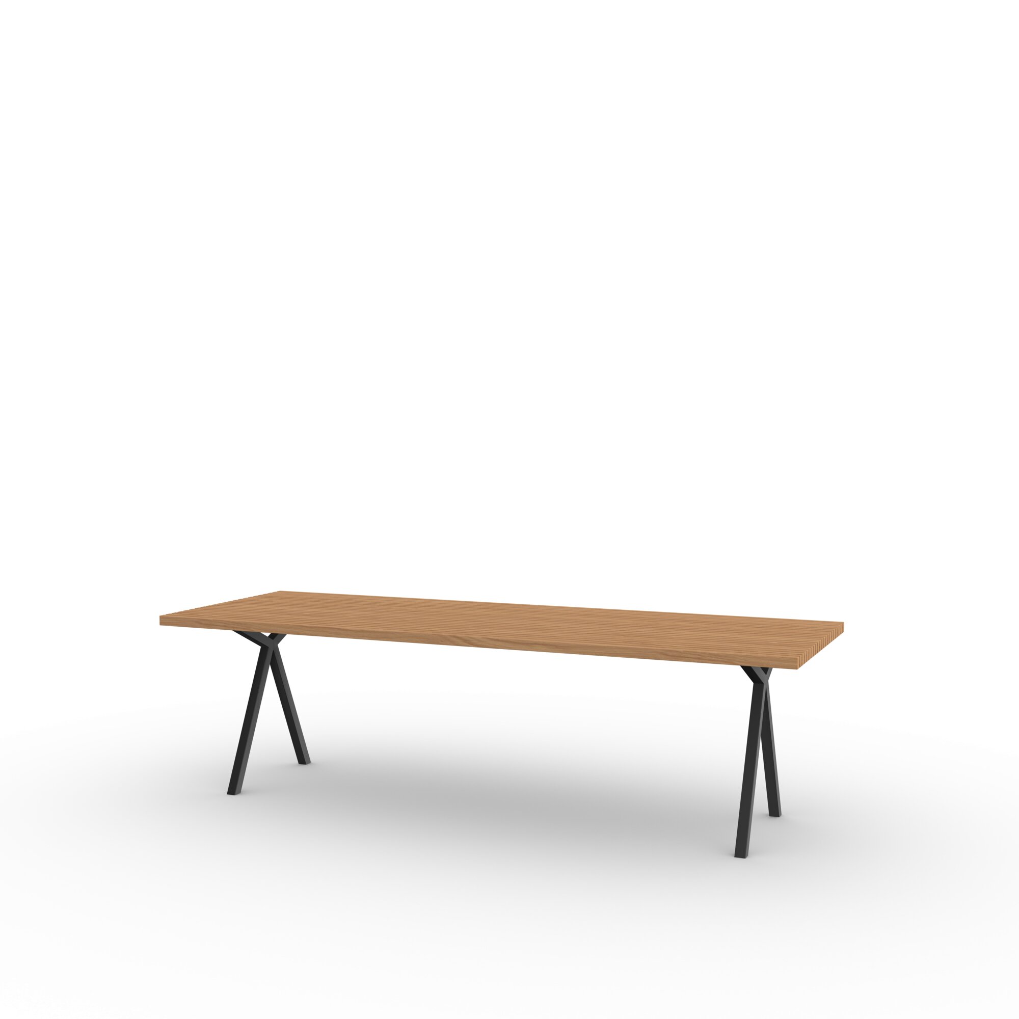 Rectangular Outdoor Design dining table | Slim X-type Outdoor Table Steel black powdercoating | Iroko | Studio HENK | 