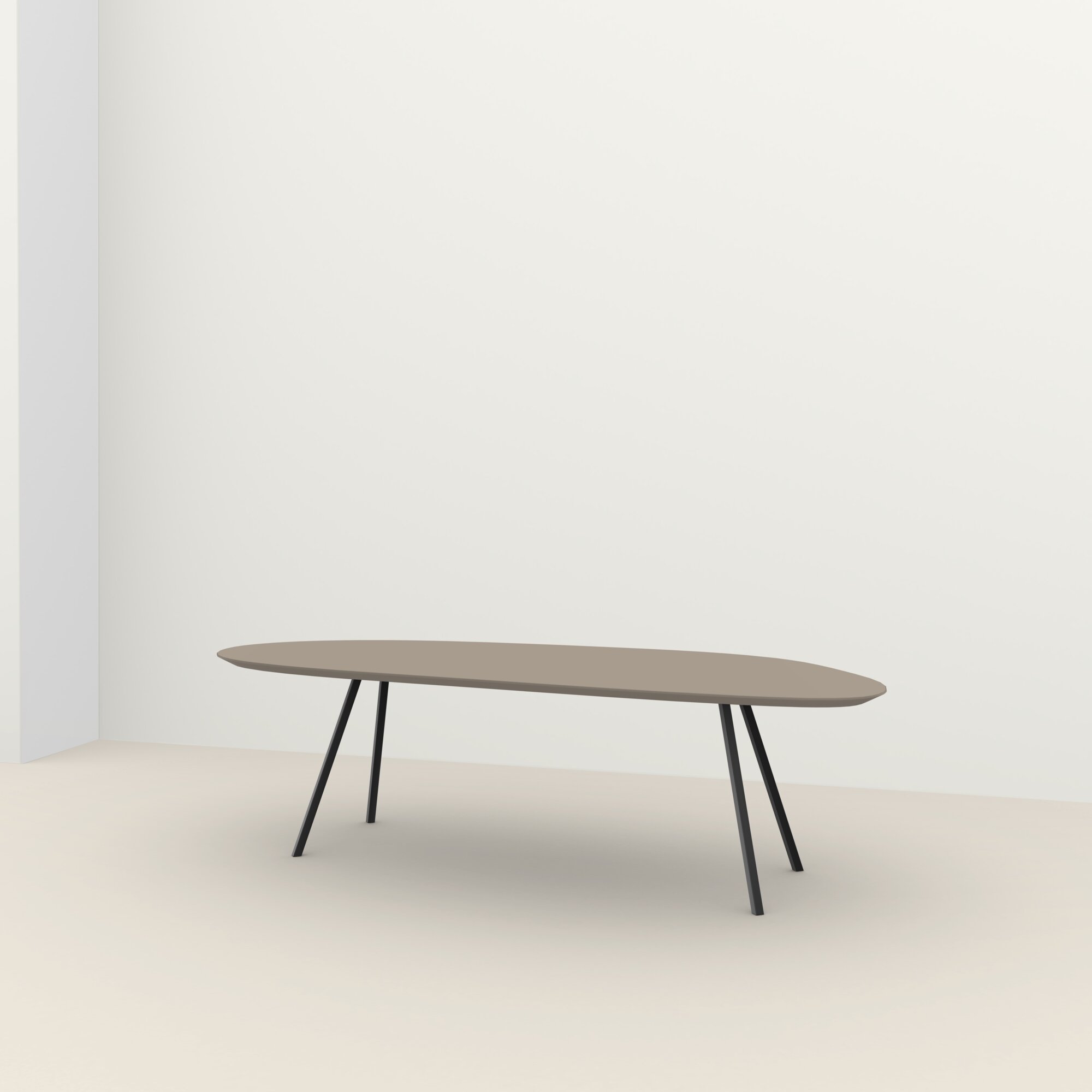Blob Design dining table | Slim Co Steel black powdercoating | HPL Fenix beige arizona | Studio HENK| 