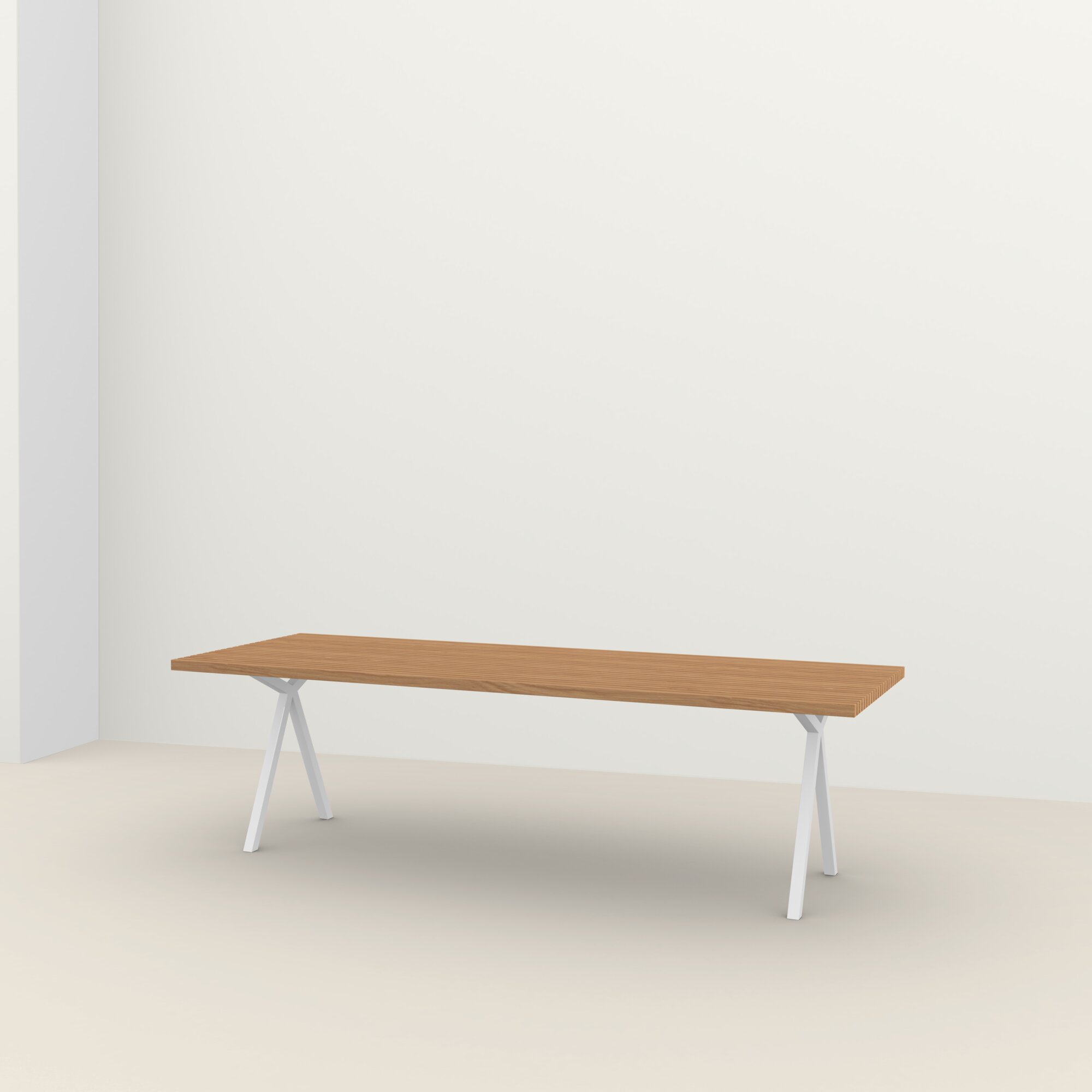Rectangular Outdoor Design dining table | Slim X-type Outdoor Table Steel white powdercoating | Iroko | Studio HENK | 