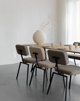 Facet Beige 1037 fabric with a Black Steel Frame Finish