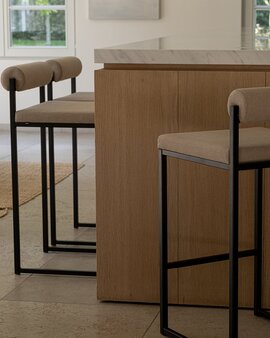 Olbia taupe12 fabric with a Black Steel Frame Finish