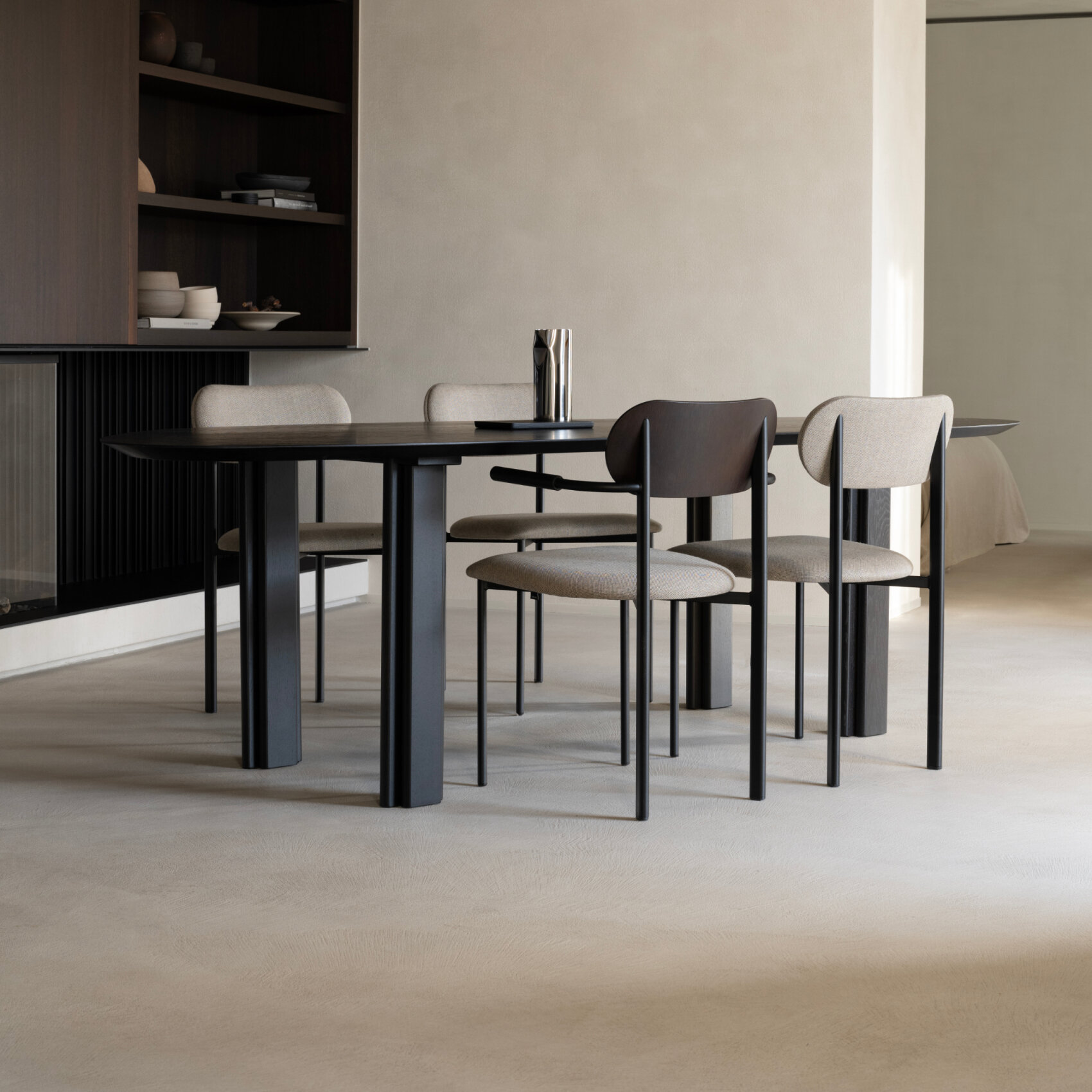 Flat oval Design dining table | Paste Dining Table Oak black stain | Oak black stain | Studio HENK| 