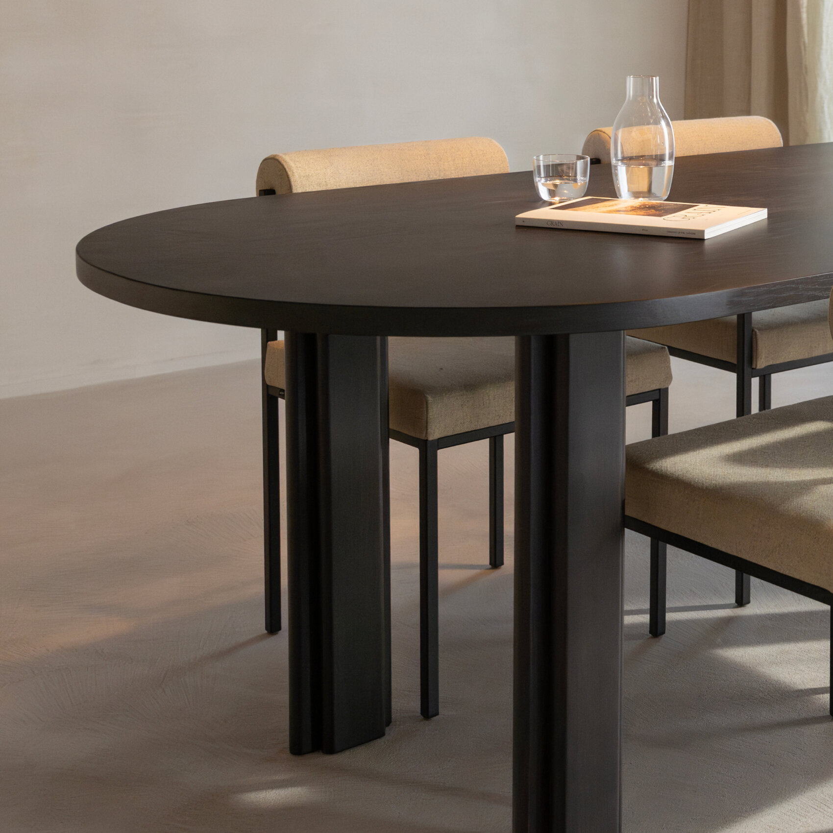 Flat oval Design dining table | Paste Dining Table Oak black stain | Oak black stain | Studio HENK| 