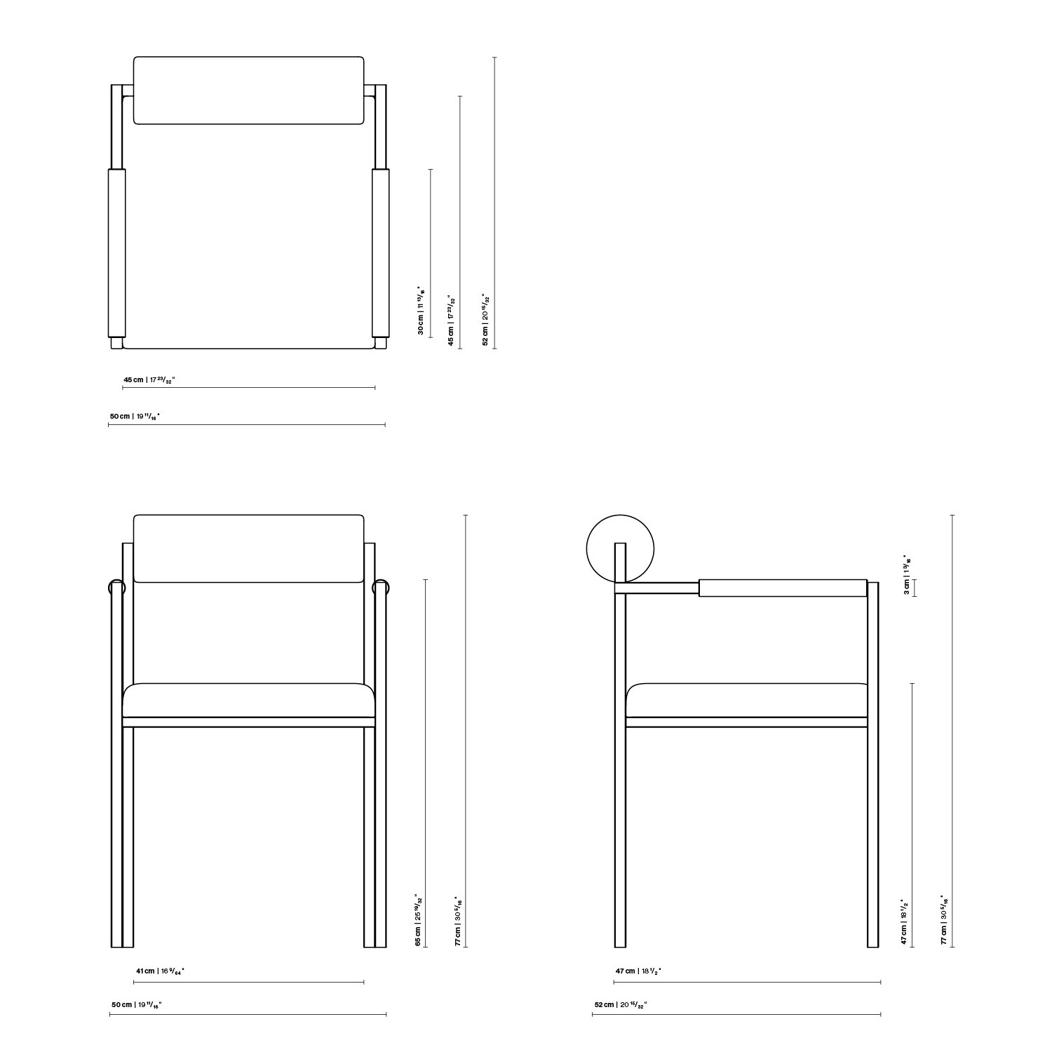 Design modern dining chair | Bolster Dining Chair with armrest Beige orion shitake124 | Studio HENK | 