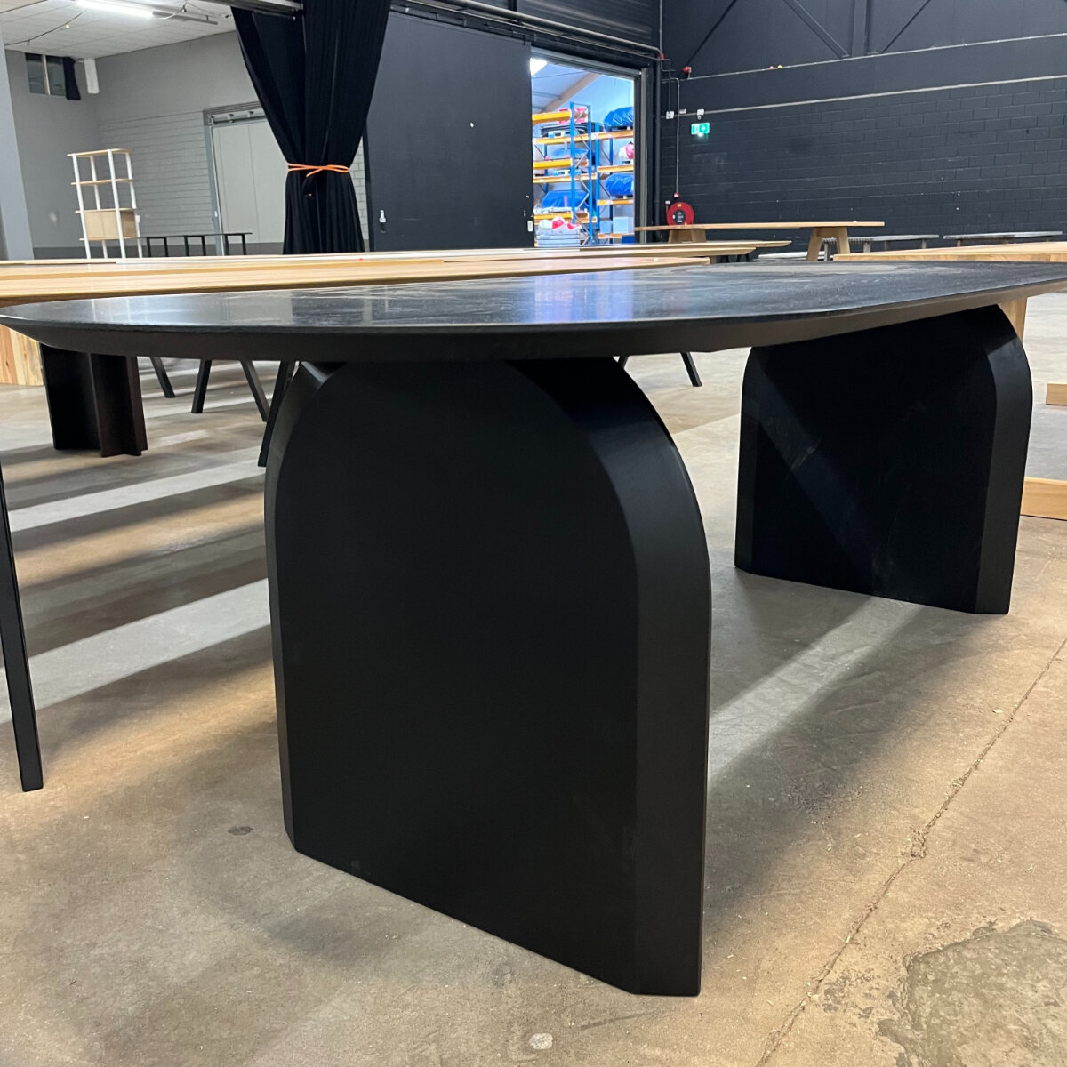 Flat oval Design dining table | Slot 1 Oak black stain | Oak black stain | Studio HENK | 