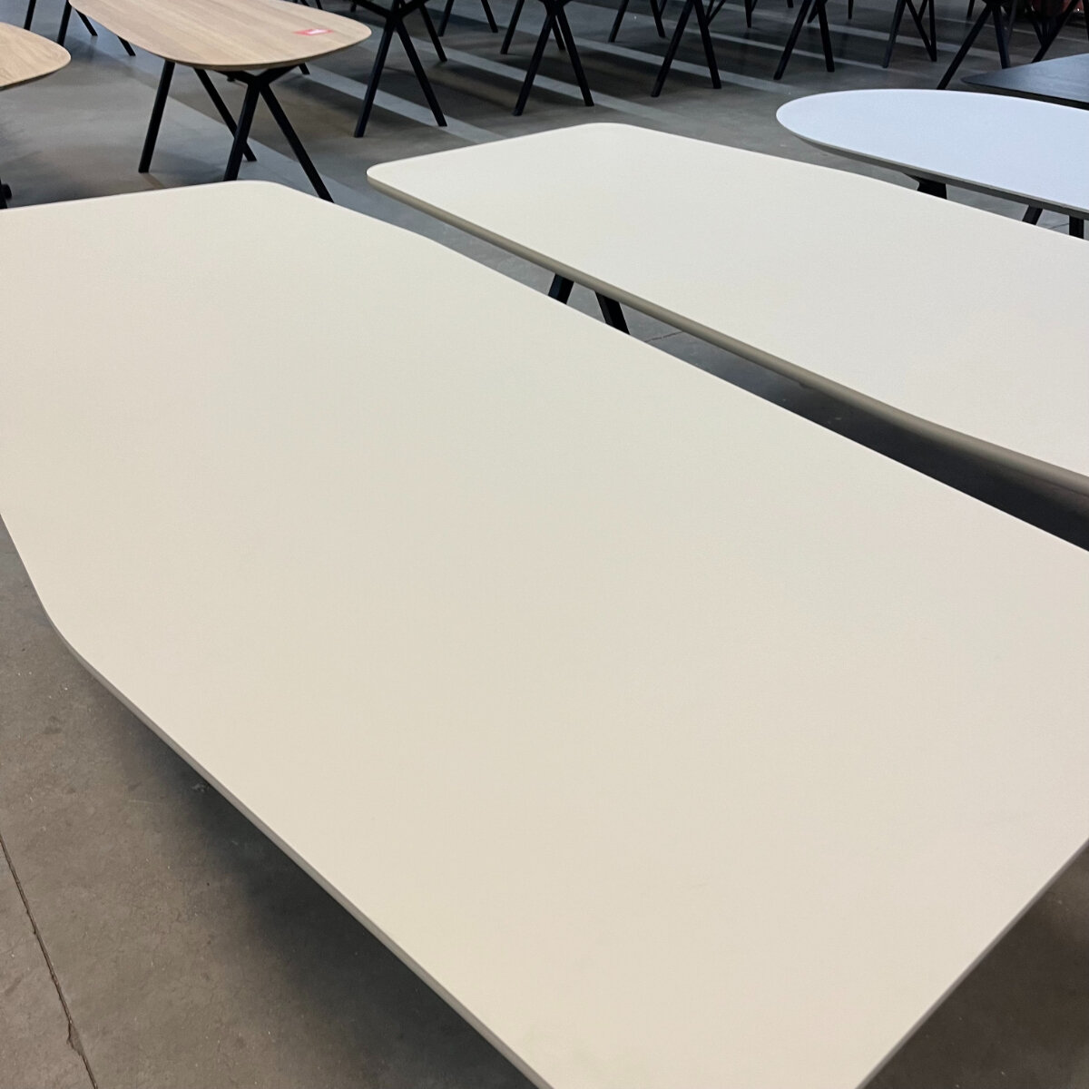  Design dining table | Slim X-type Steel black powdercoating | HPL Fenix beige luxor | Studio HENK | 