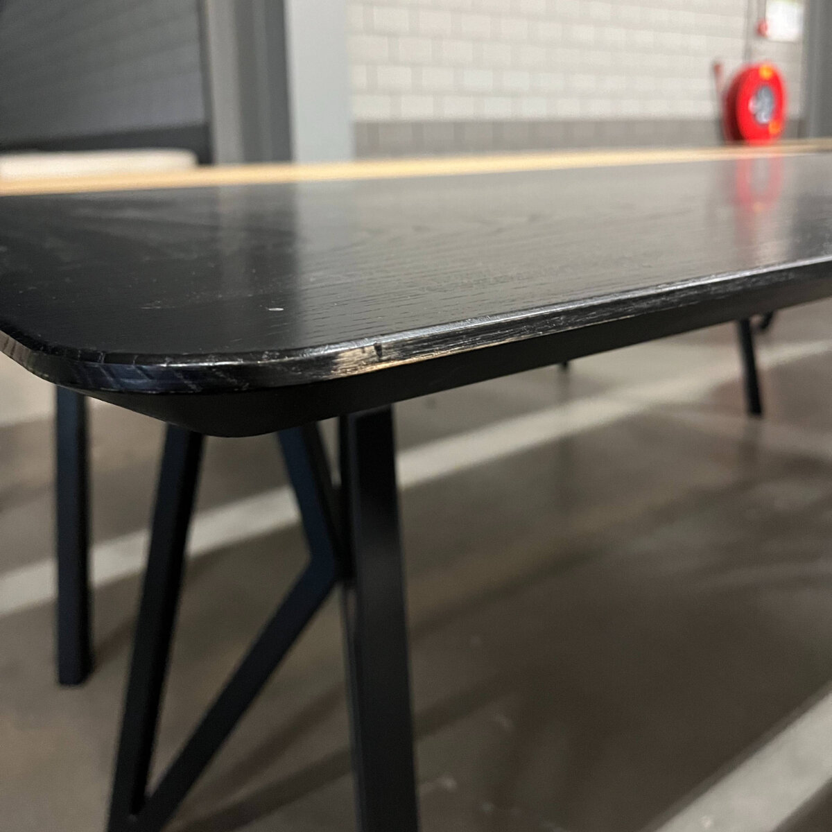 Rectangular Design dining table | Butterfly Steel black powdercoating | Oak black stain | Studio HENK | 