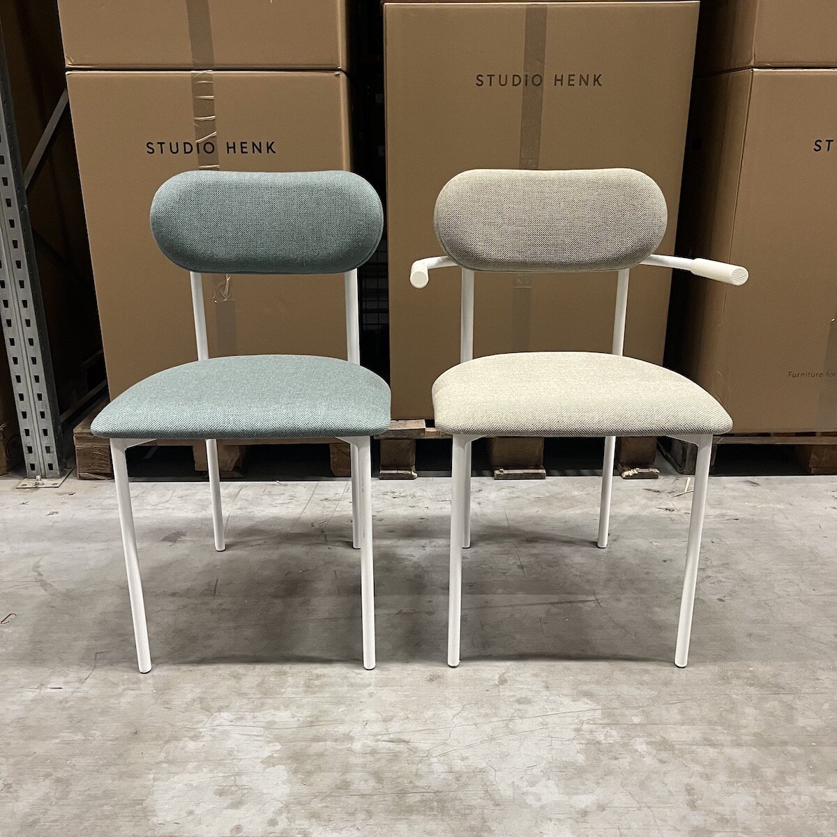 Design modern dining chair | Oblique Dining Chair upholstered Green rewool2 0858 | Studio HENK | 