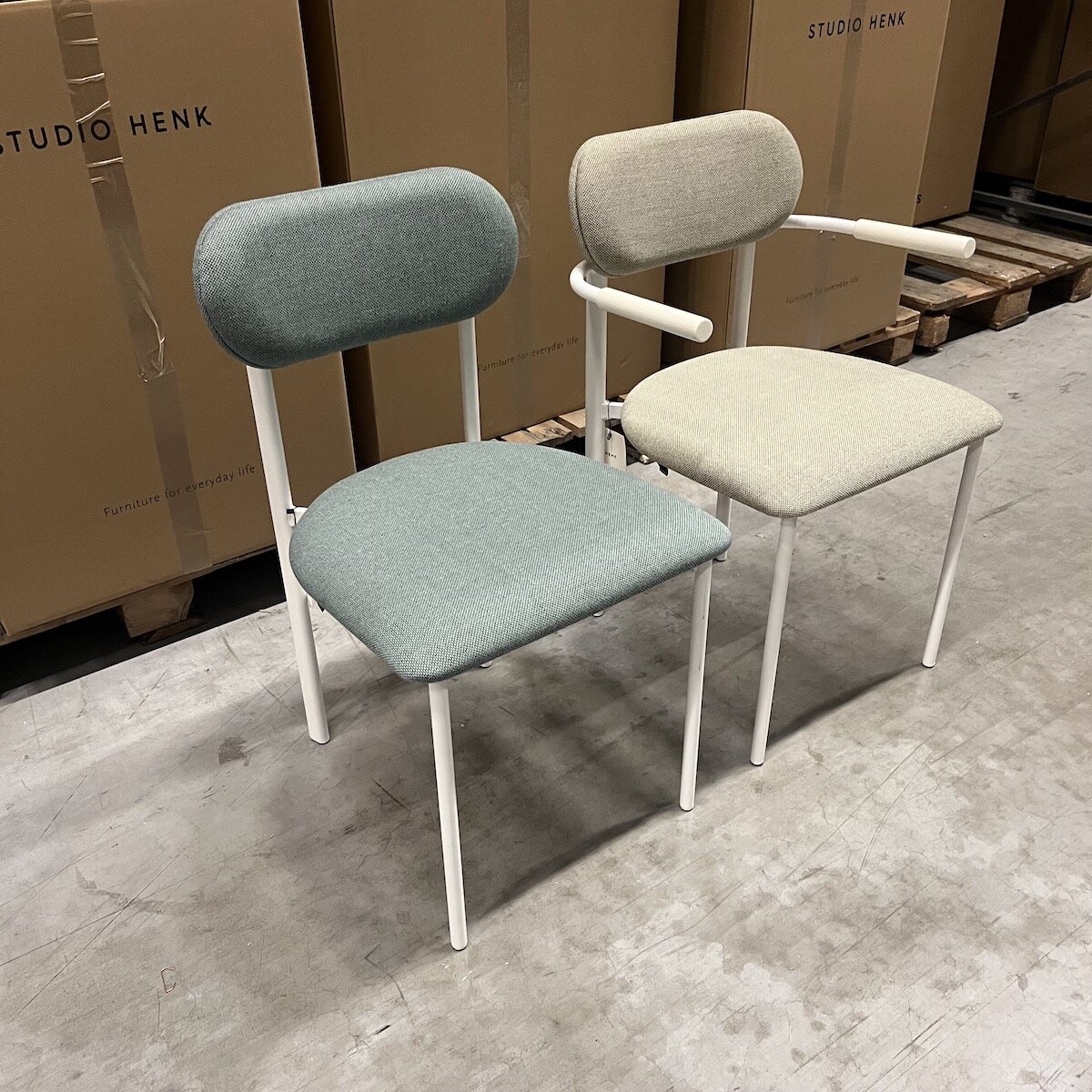 Design modern dining chair | Oblique Dining Chair upholstered Green rewool2 0858 | Studio HENK | 