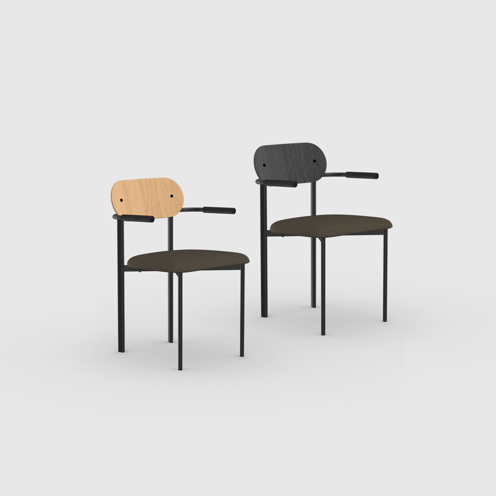 Design modern dining chair | Oblique Dining Chair with Armrest Brown hemp plough01 | Studio HENK | 