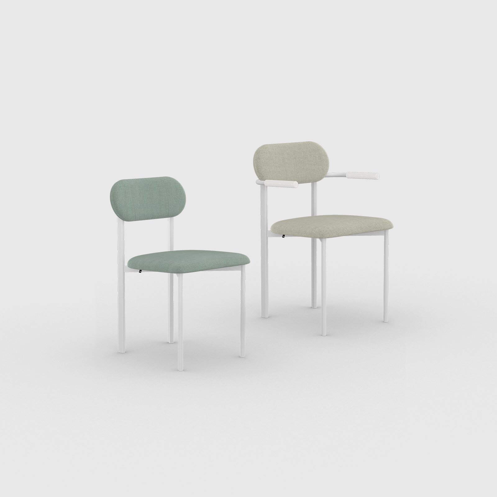 Design modern dining chair | Oblique Dining Chair upholstered Green rewool2 0858 | Studio HENK | 