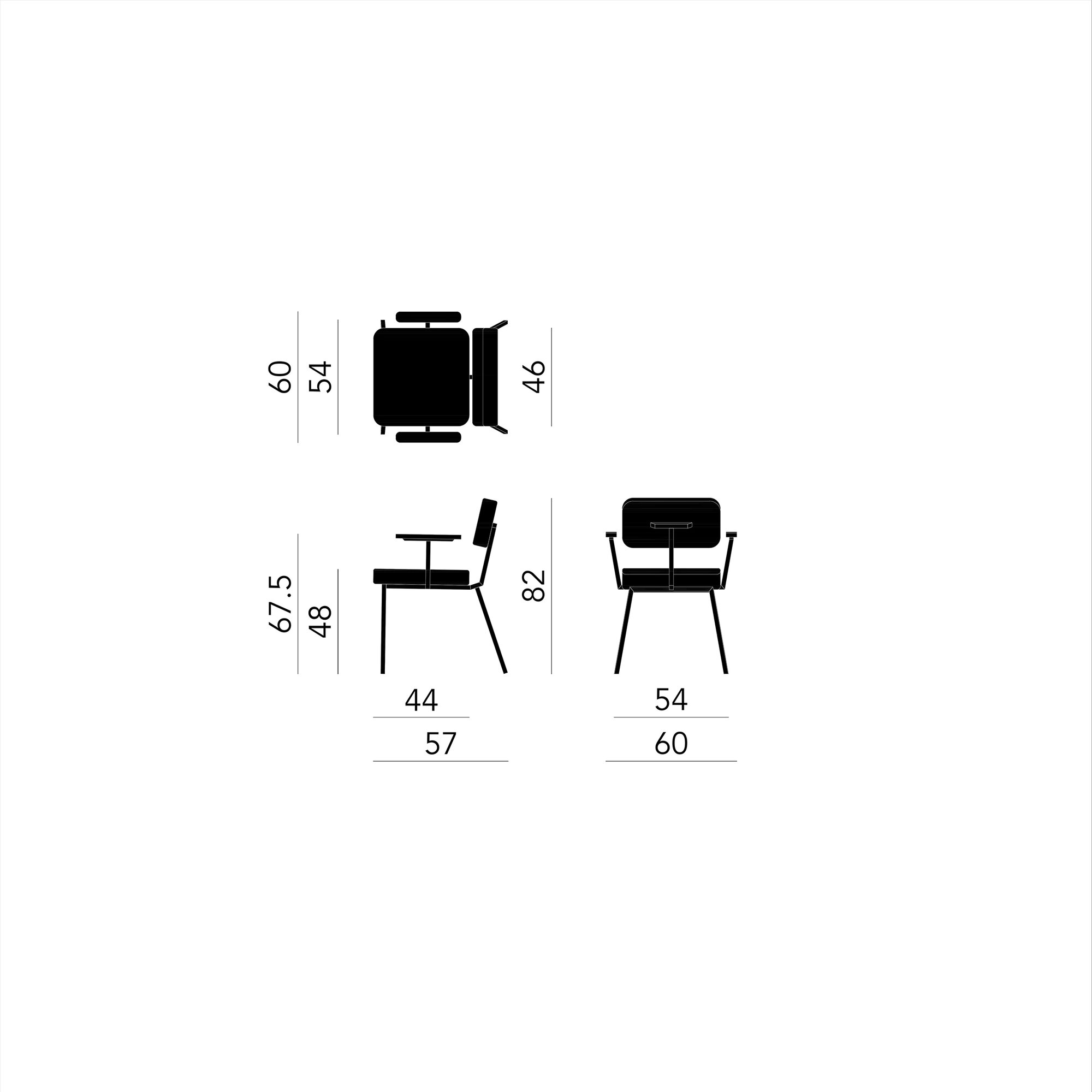 Design modern dining chair | Ode Chair with armrest divina3 334 | Studio HENK| Schematic