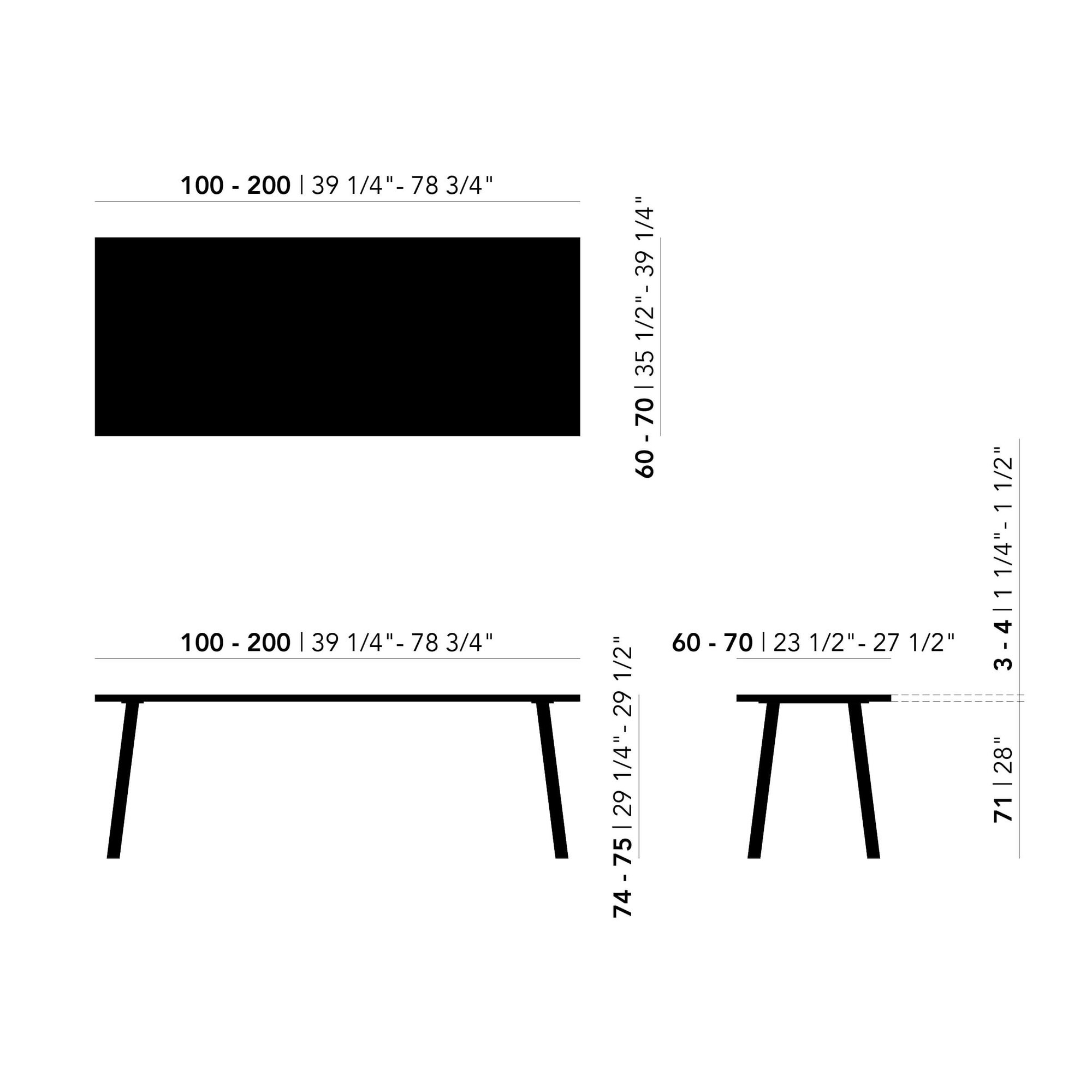 Rectangular Design dining table | Slim X-type Home Desk Steel black powdercoating | HPL Fenix grigio efeso | Studio HENK| 
