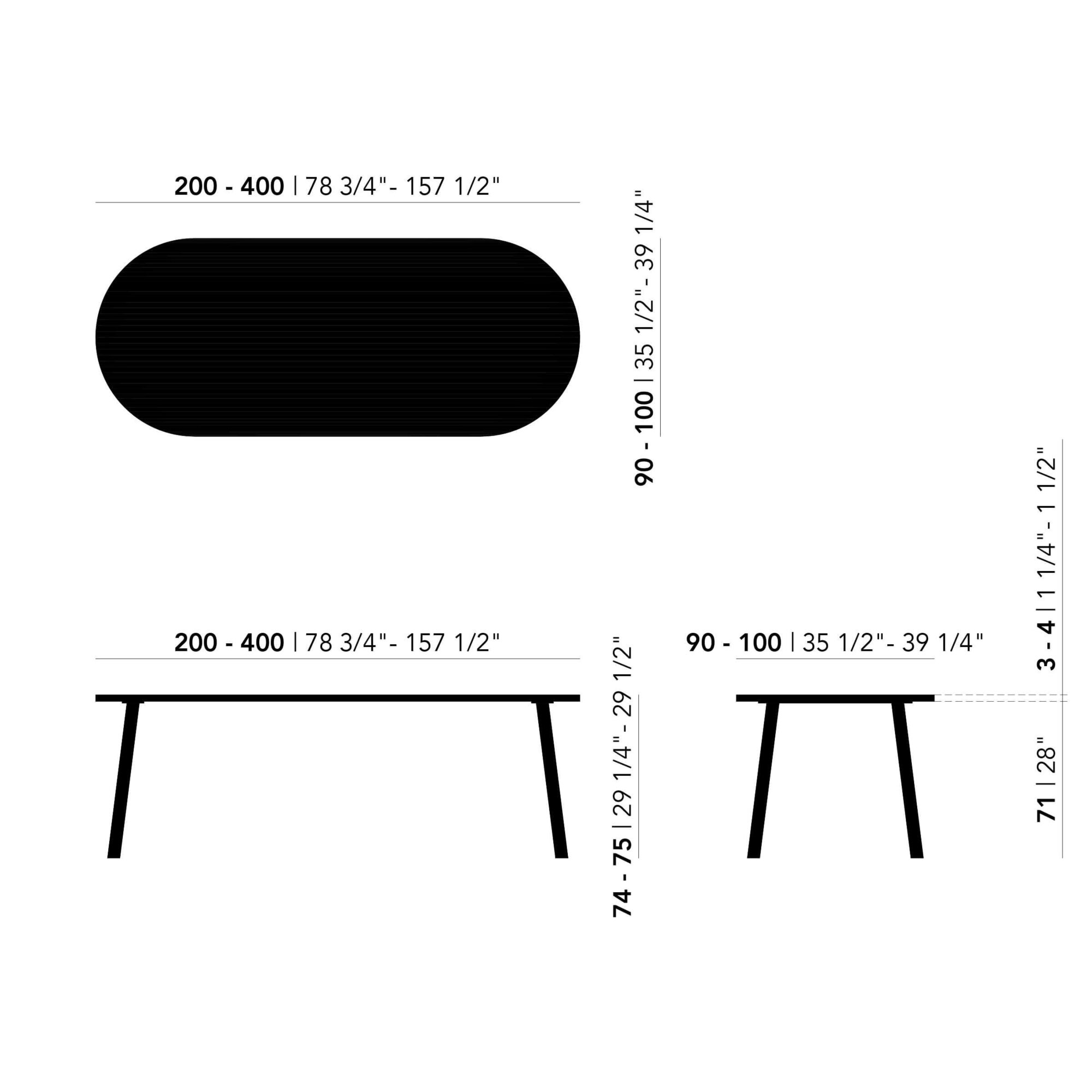 Flat oval Design dining table | Slim X-type Steel black powdercoating | Oak black stain | Studio HENK| 