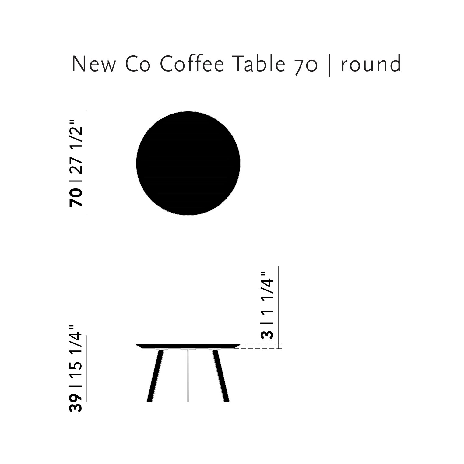 Design Coffee Table | New Co Coffee Table 70 Round Black | Oak black lacquer | Studio HENK| 