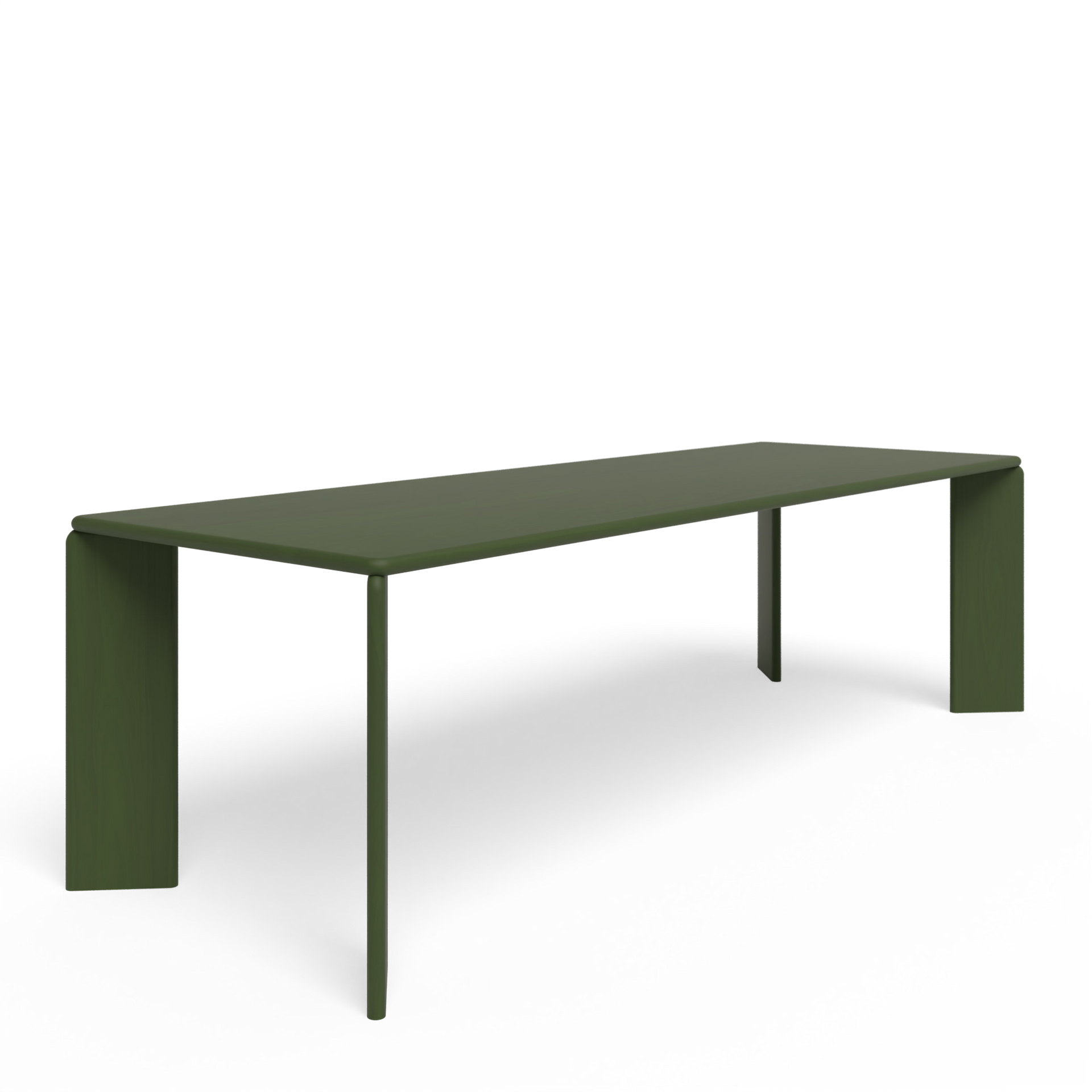 Soft Rectangular Oak green lacquer dining table
