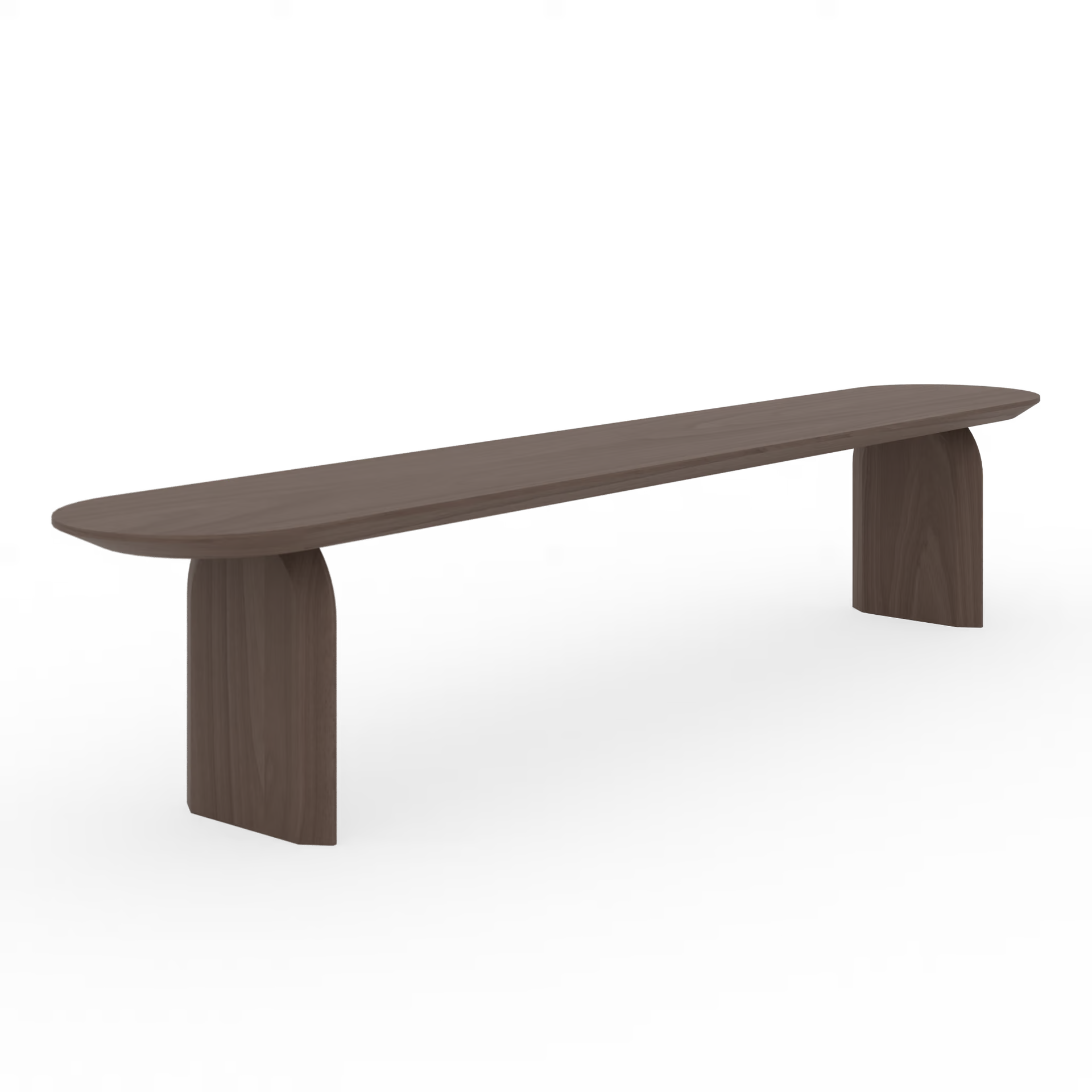 Slot dining bench Oak dark brown stain 180cm tapered