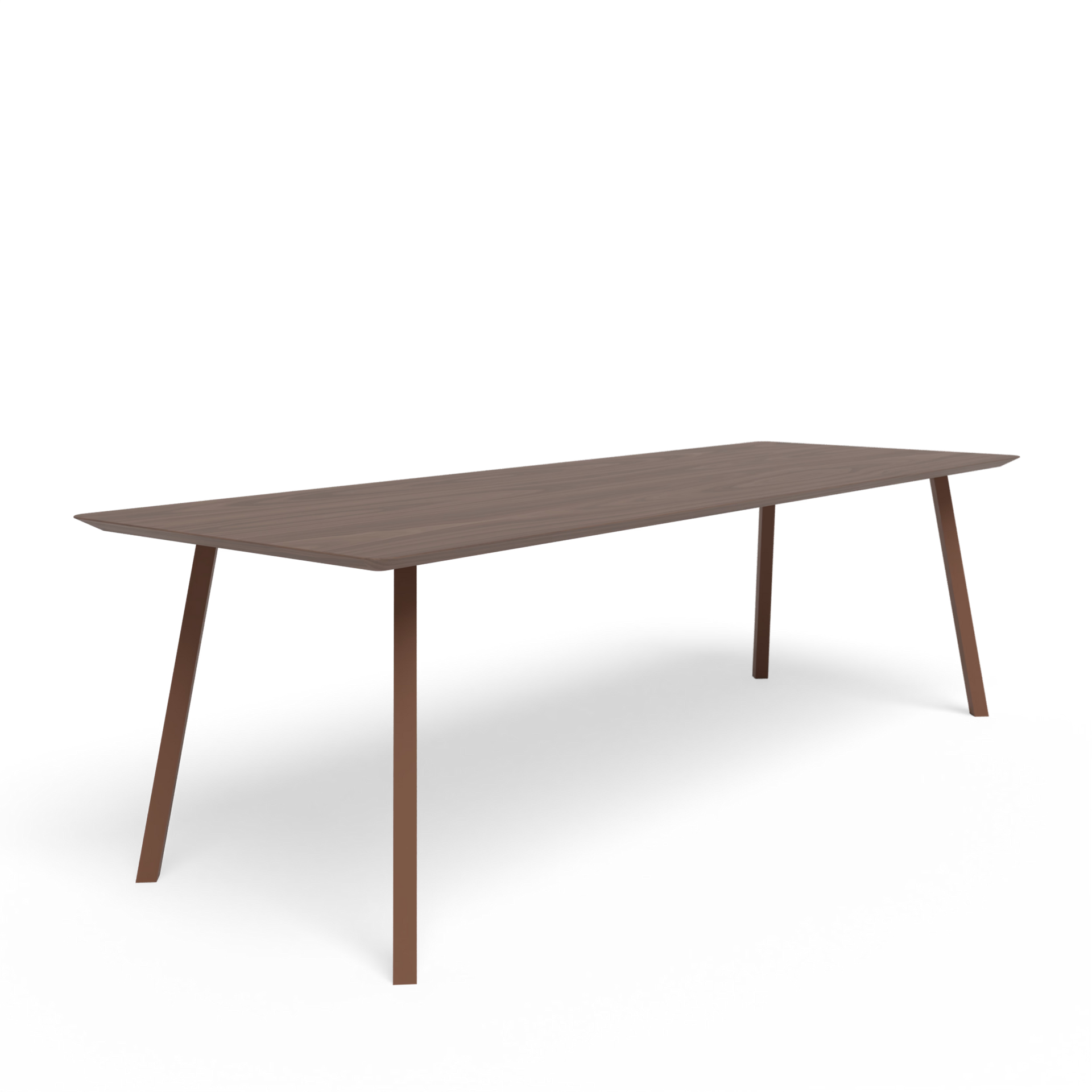 New Classic Rectangular Walnut Natural Lacquer Steel Brown Powder Coating Dining Table
