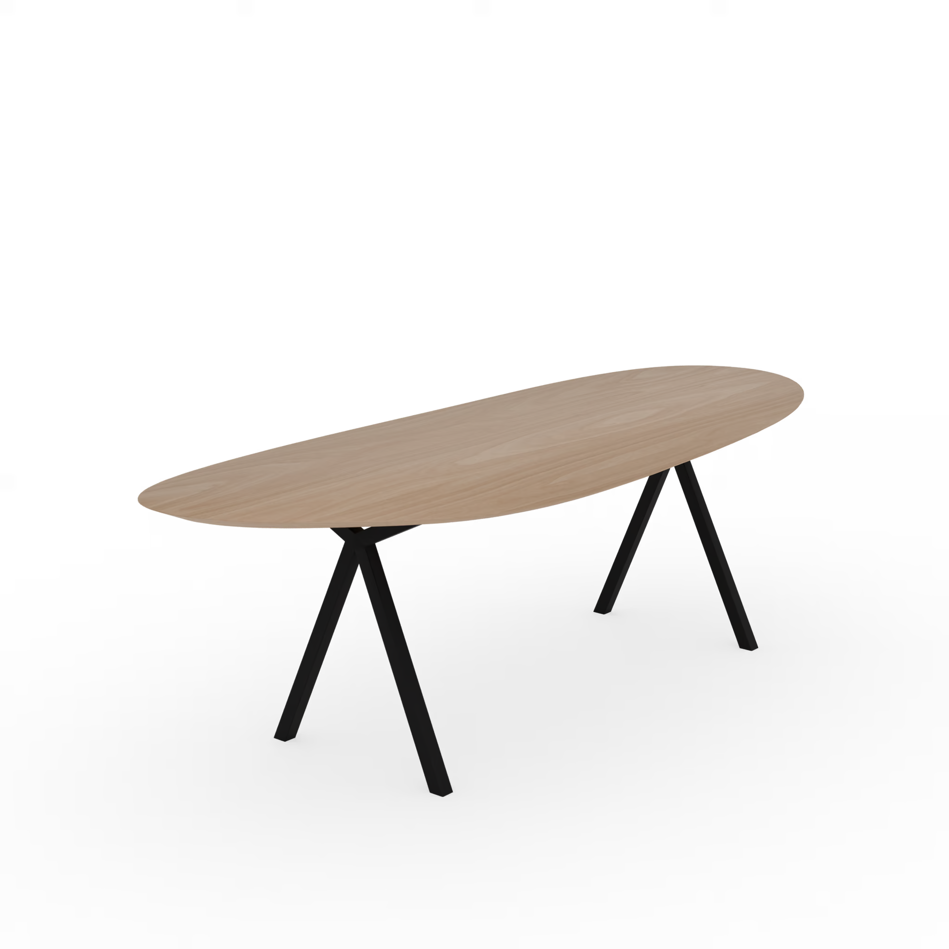 Slim X-type Blob Oak hardwax oil natural light Steel black powder-coated dining table