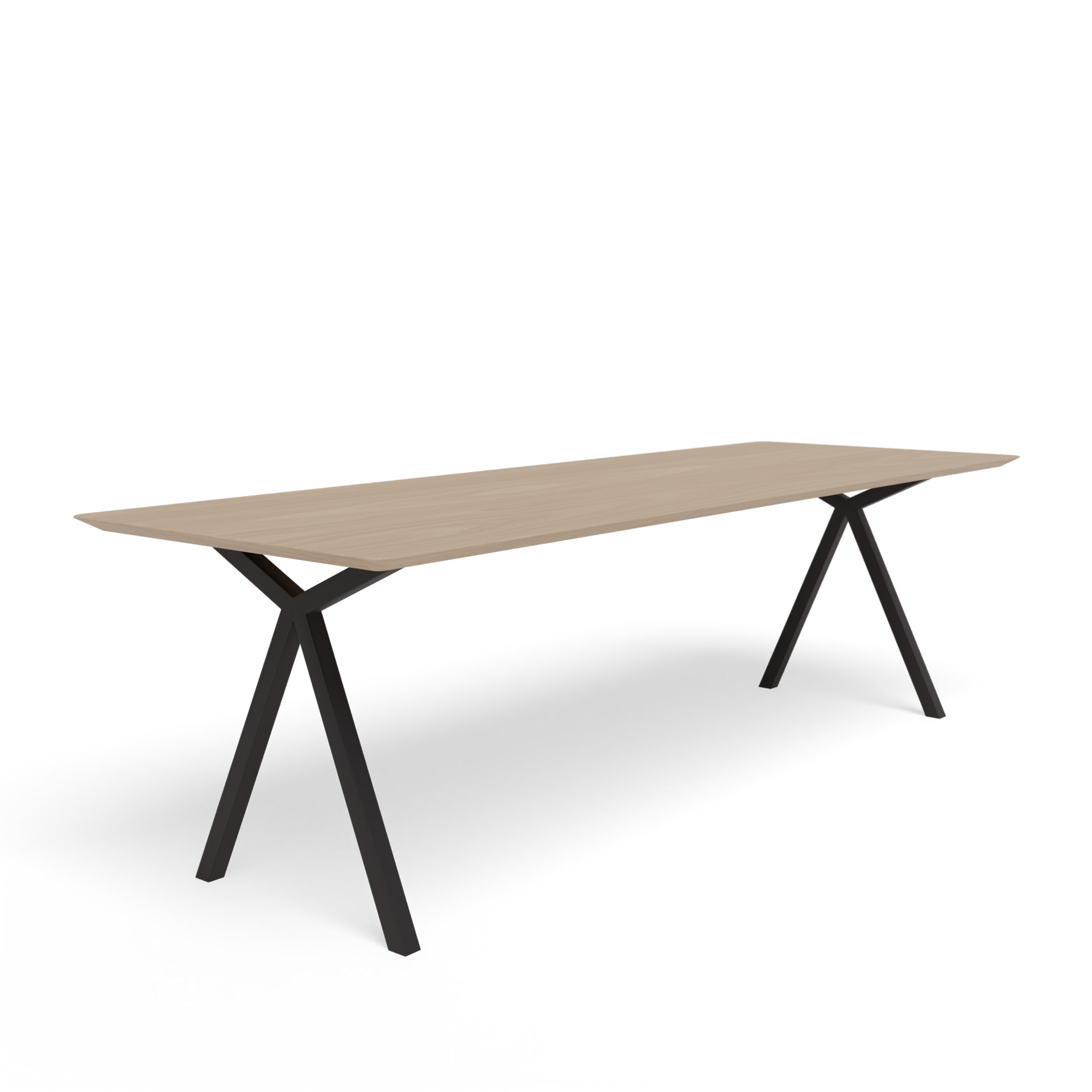 Slim X-type Rectangular Oak hardwax oil natural light Steel black powder coating dining table