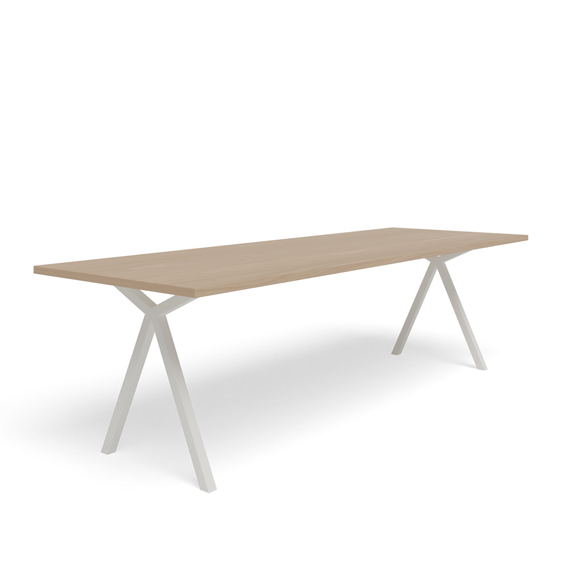 Slim X-type Rectangular Oak hardwax oil natural light Steel white powder coating dining table