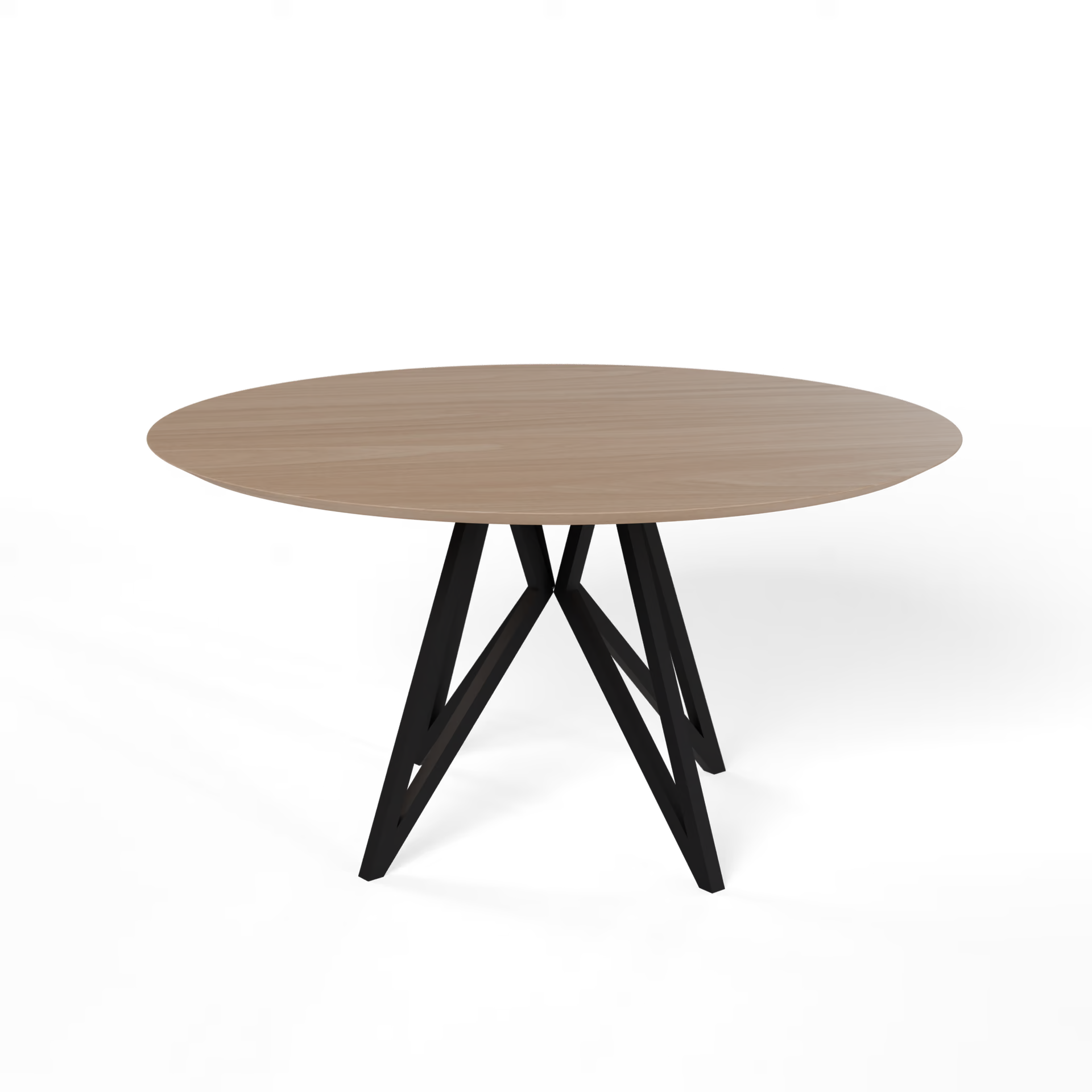 Butterfly Quadpod Round Oak hardwax oil natural light Steel black powder coating dining table