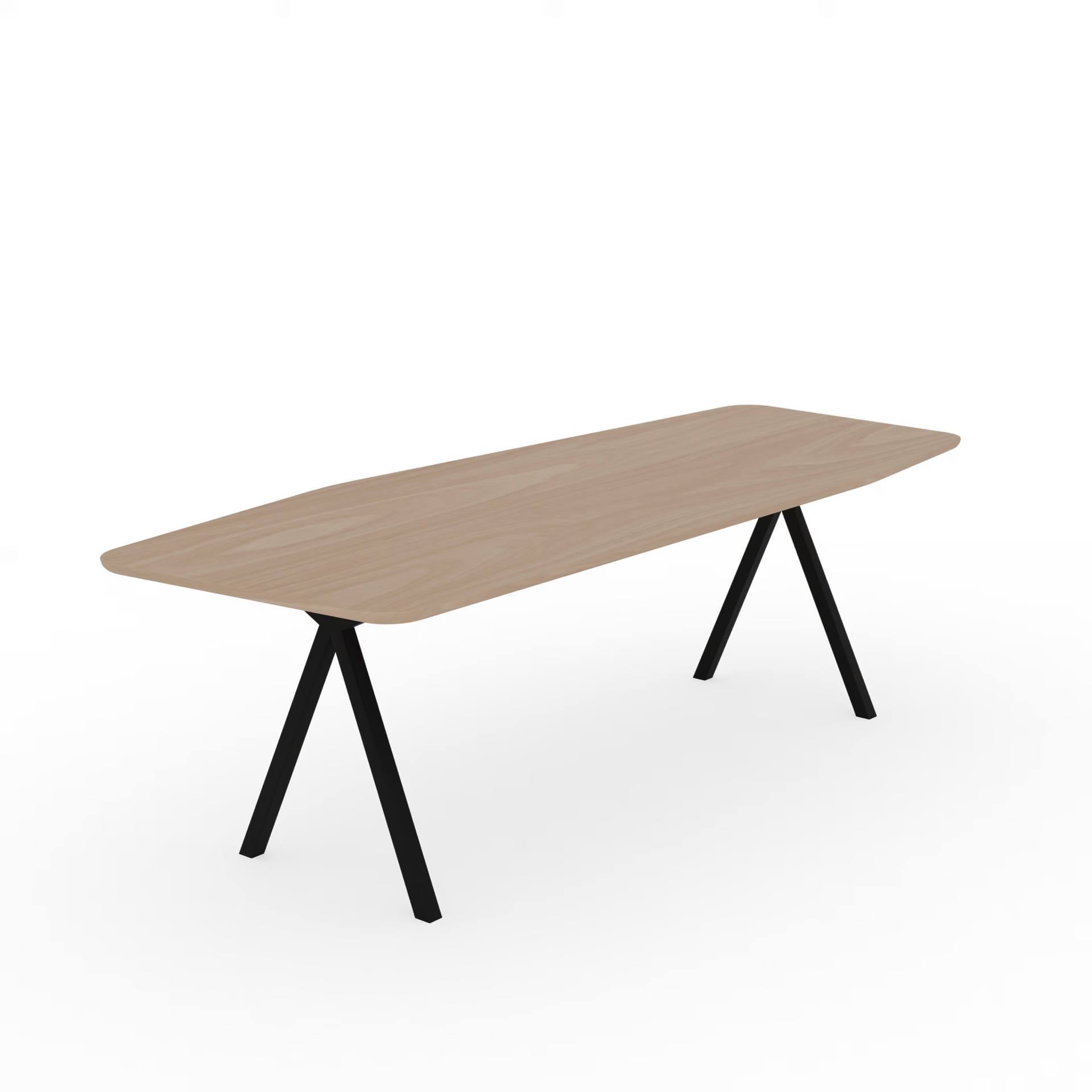 Slim X-type Paper Oak hard wax oil natural light Steel black powder coating dining table