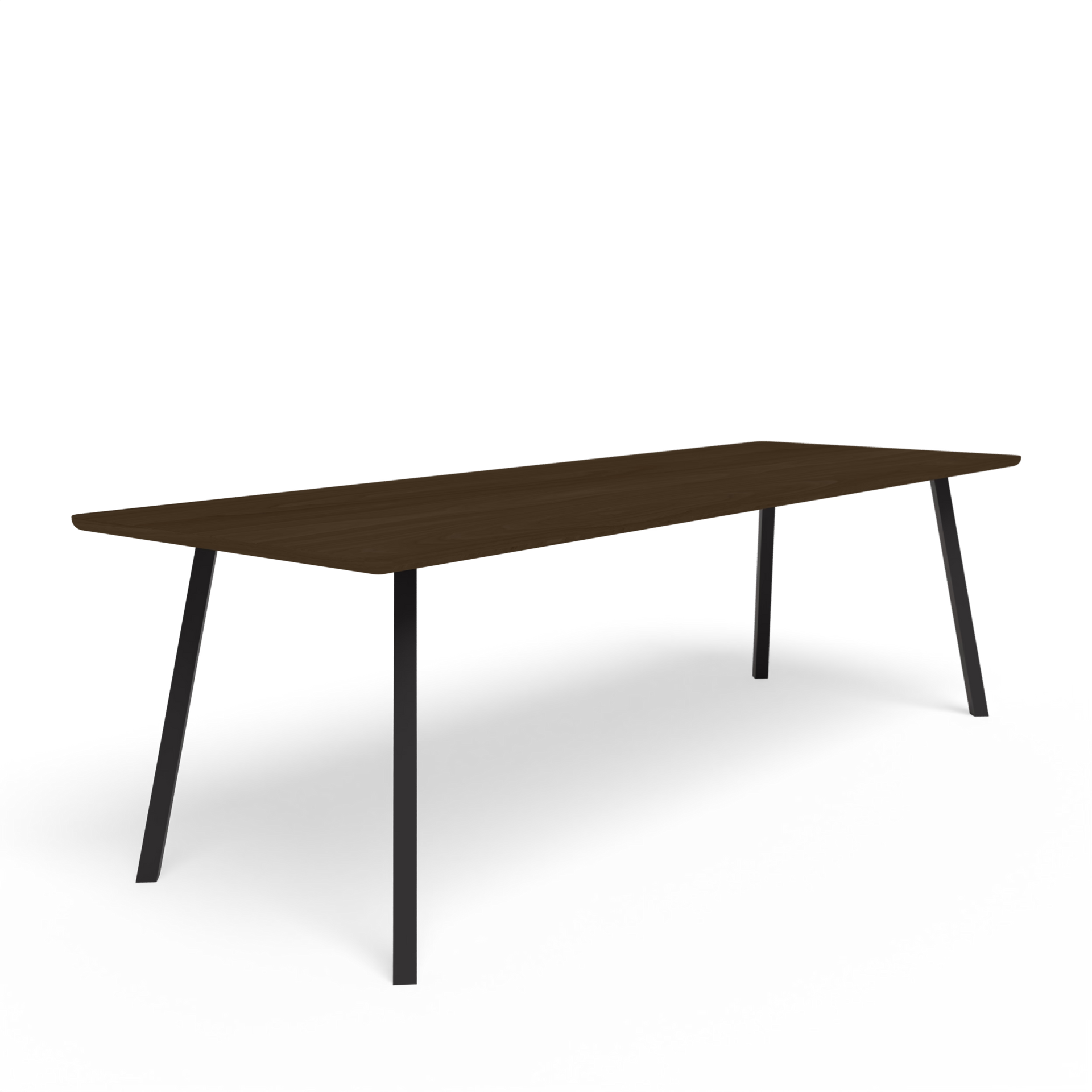 New Classic Rectangular Oak Smoked Stain Steel Black Powder Coating Dining Table