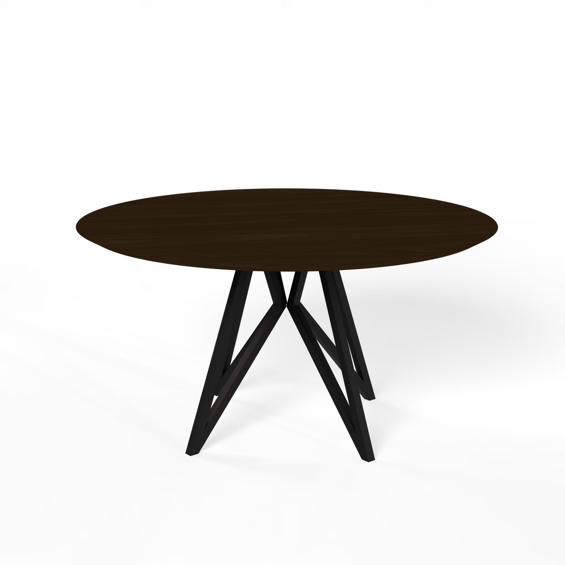 Butterfly Quadpod Round Oak smoked stain Steel black powder coating dining table
