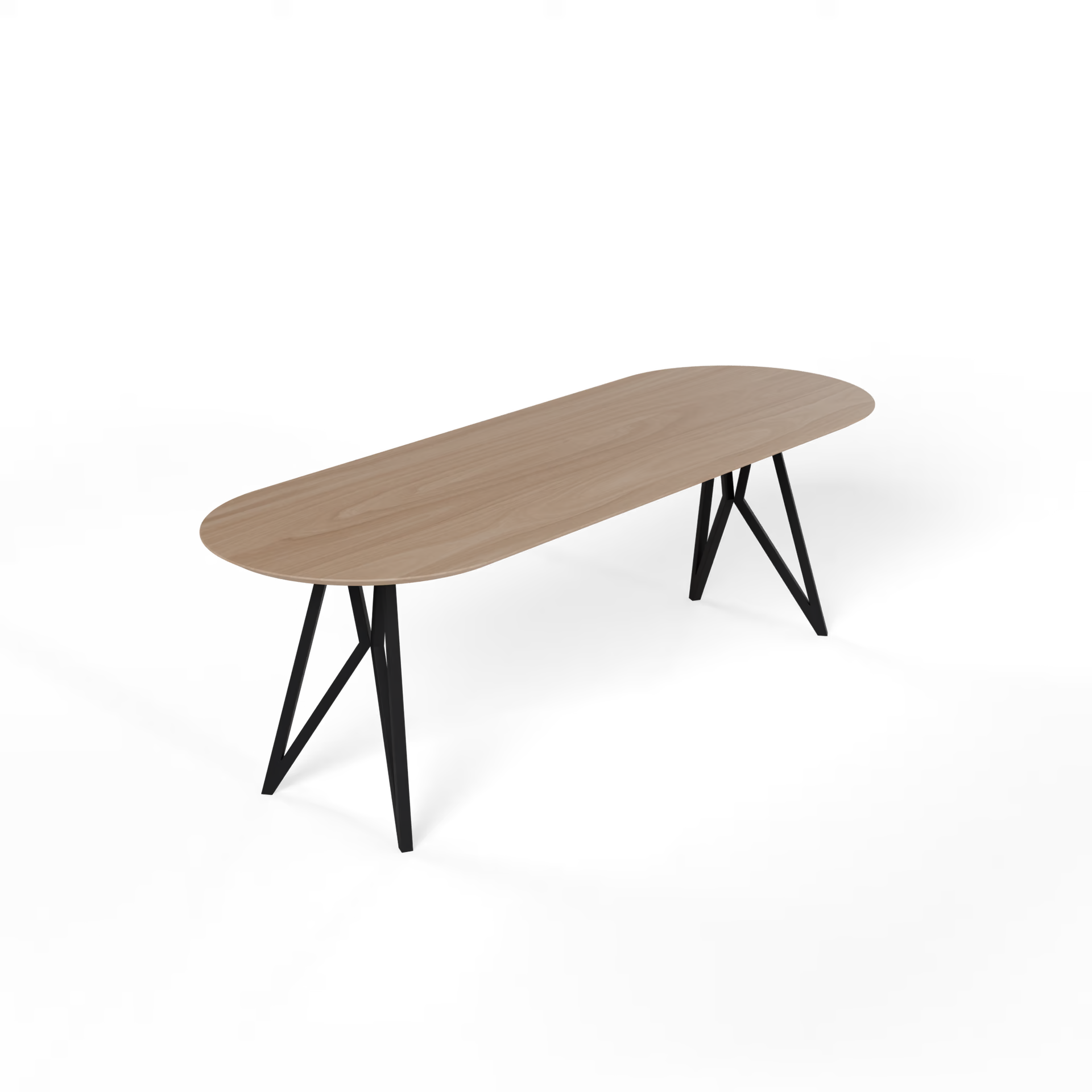 Butterfly Flat Oval Oak hardwax oil natural light Steel black powder coating dining table