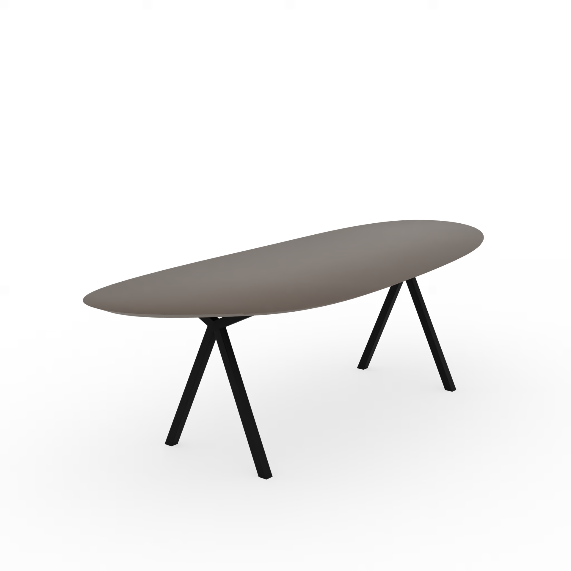 Slim X-type Blob HPL Fenix Castoro Ottawa Steel Black Powder Coated Dining Table