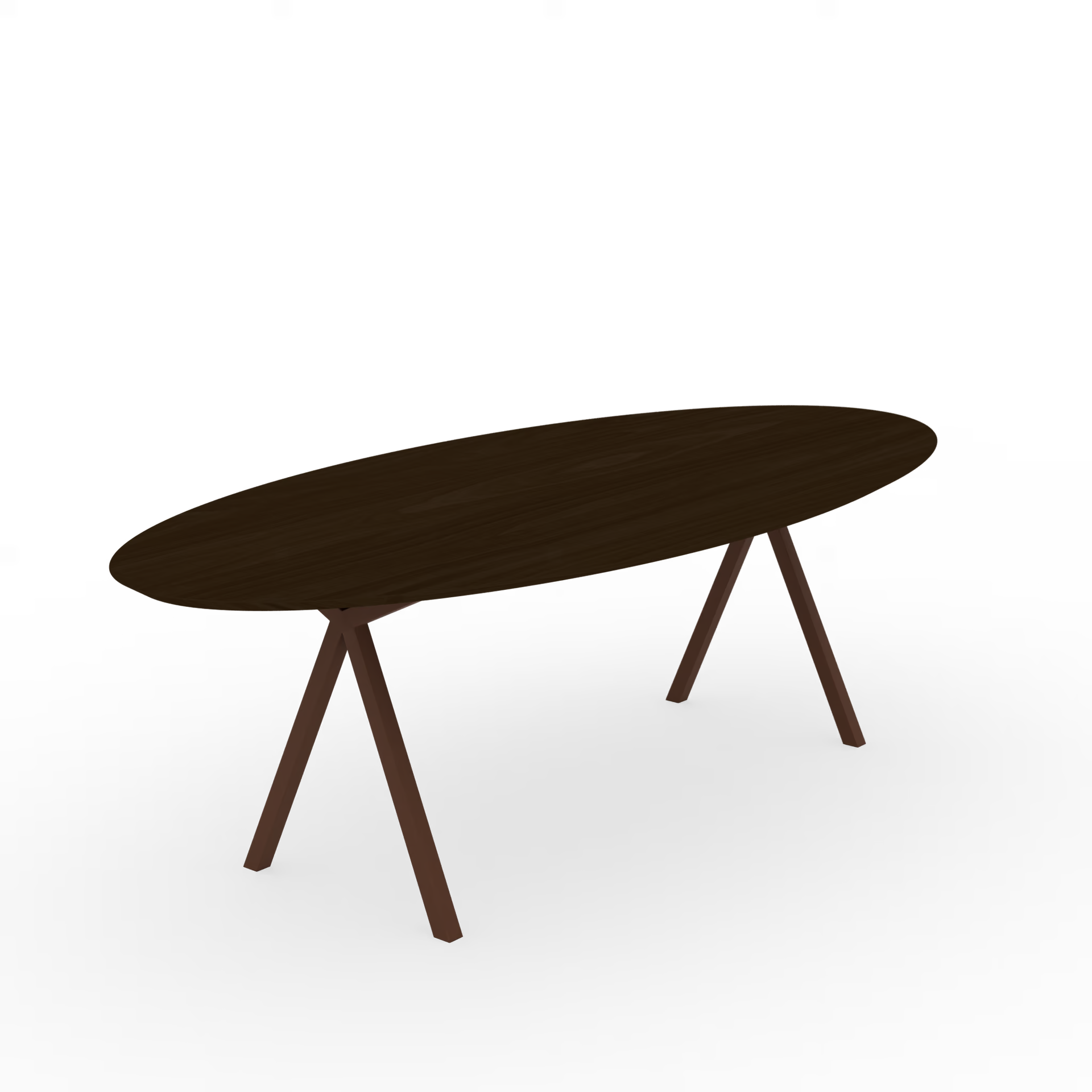 Slim X-type Oval Oak smoked stain Steel brown powder coating dining table